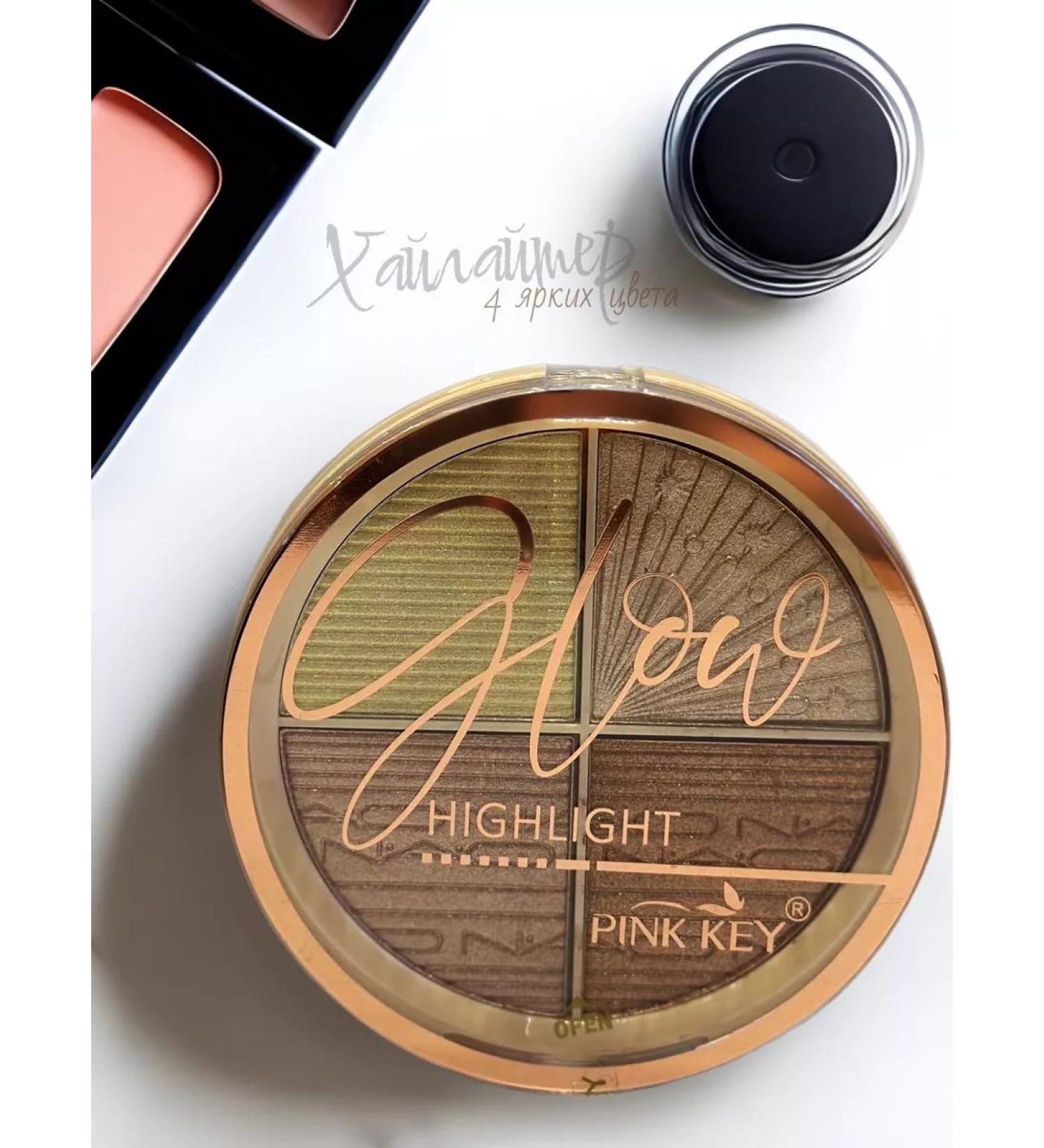 PINK KEY Palette highlighters of 4 colors. No. 1
