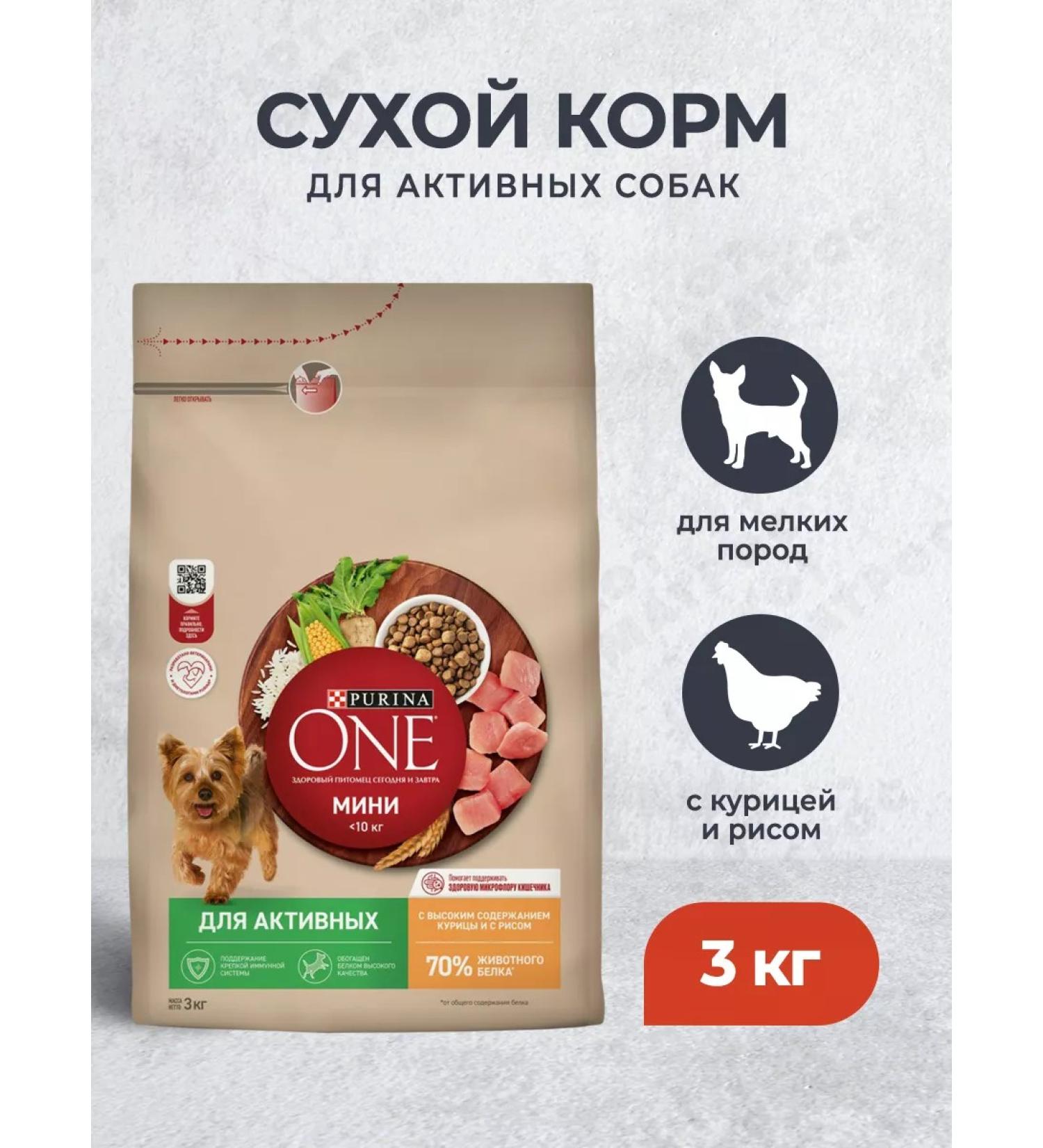 PURINA ONE Dry food for active small dogs chicken and rice - 3 kg - Buy Online on GoSupps.com