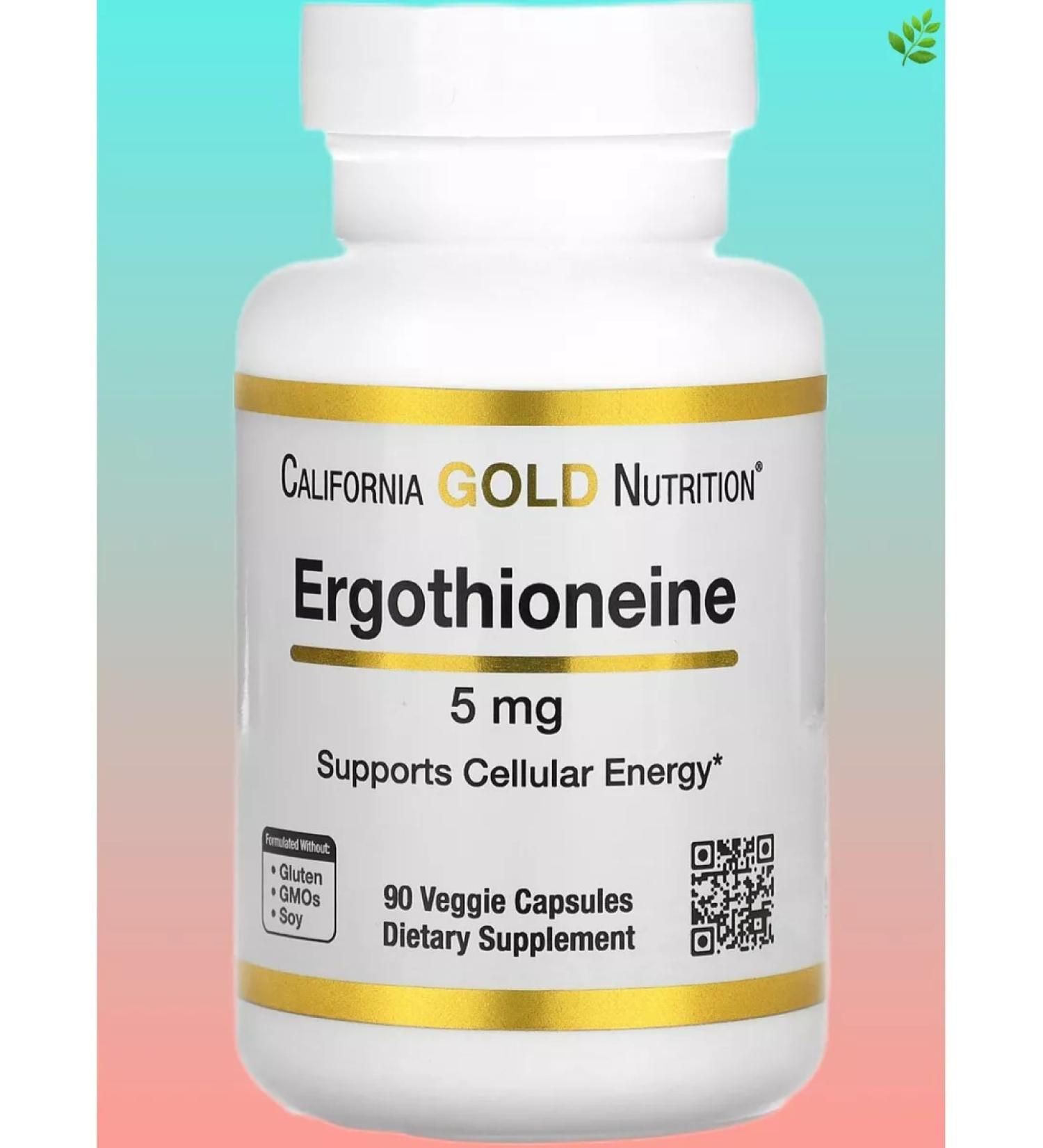 California Gold Nutrition Ergotionein 5 mg 90 plant capsules - Buy Online on GoSupps.com