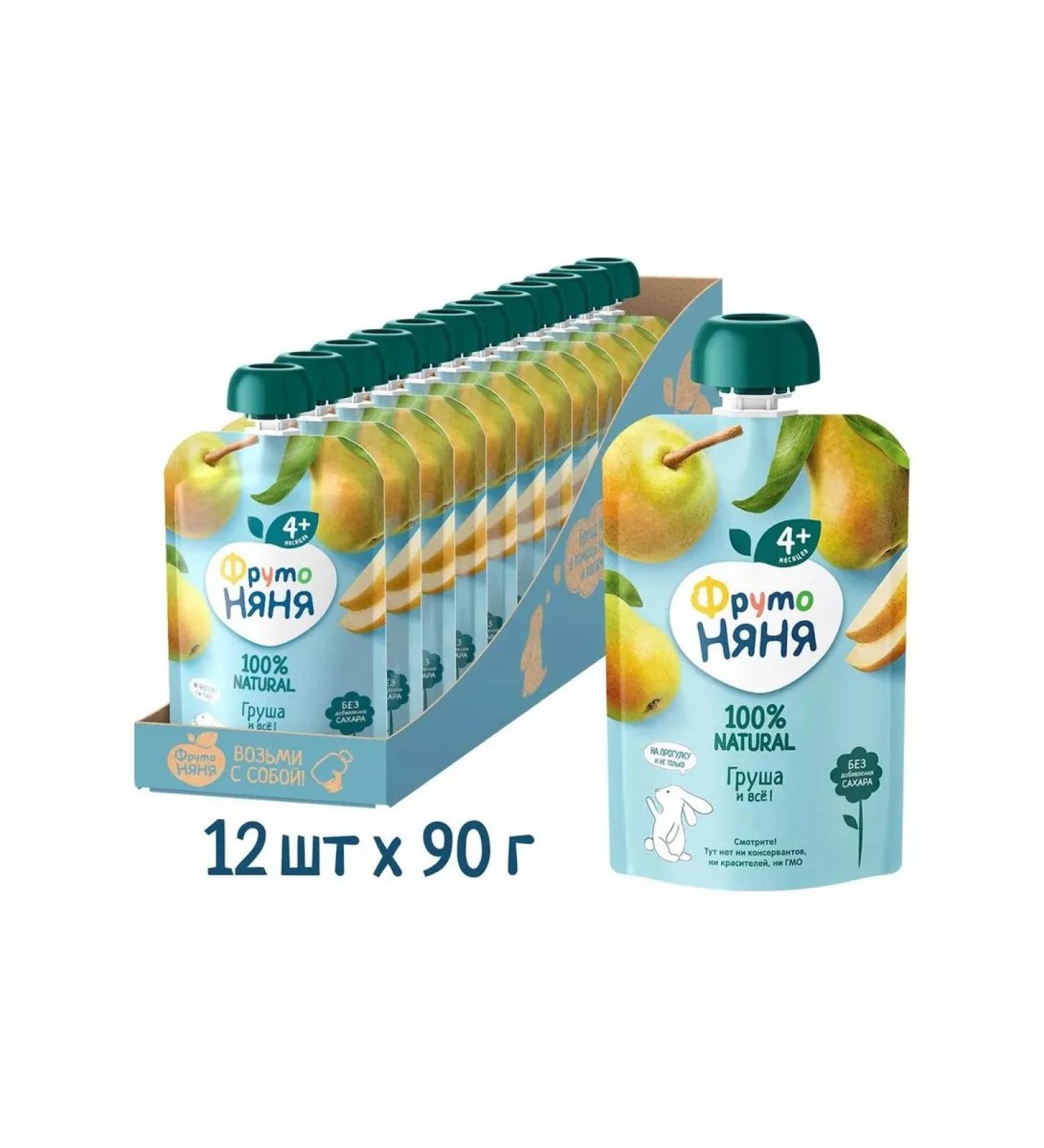 Frutonyanya Fruit puree from 4 months from pears 90 g 12 pcs - Buy Online on GoSupps.com