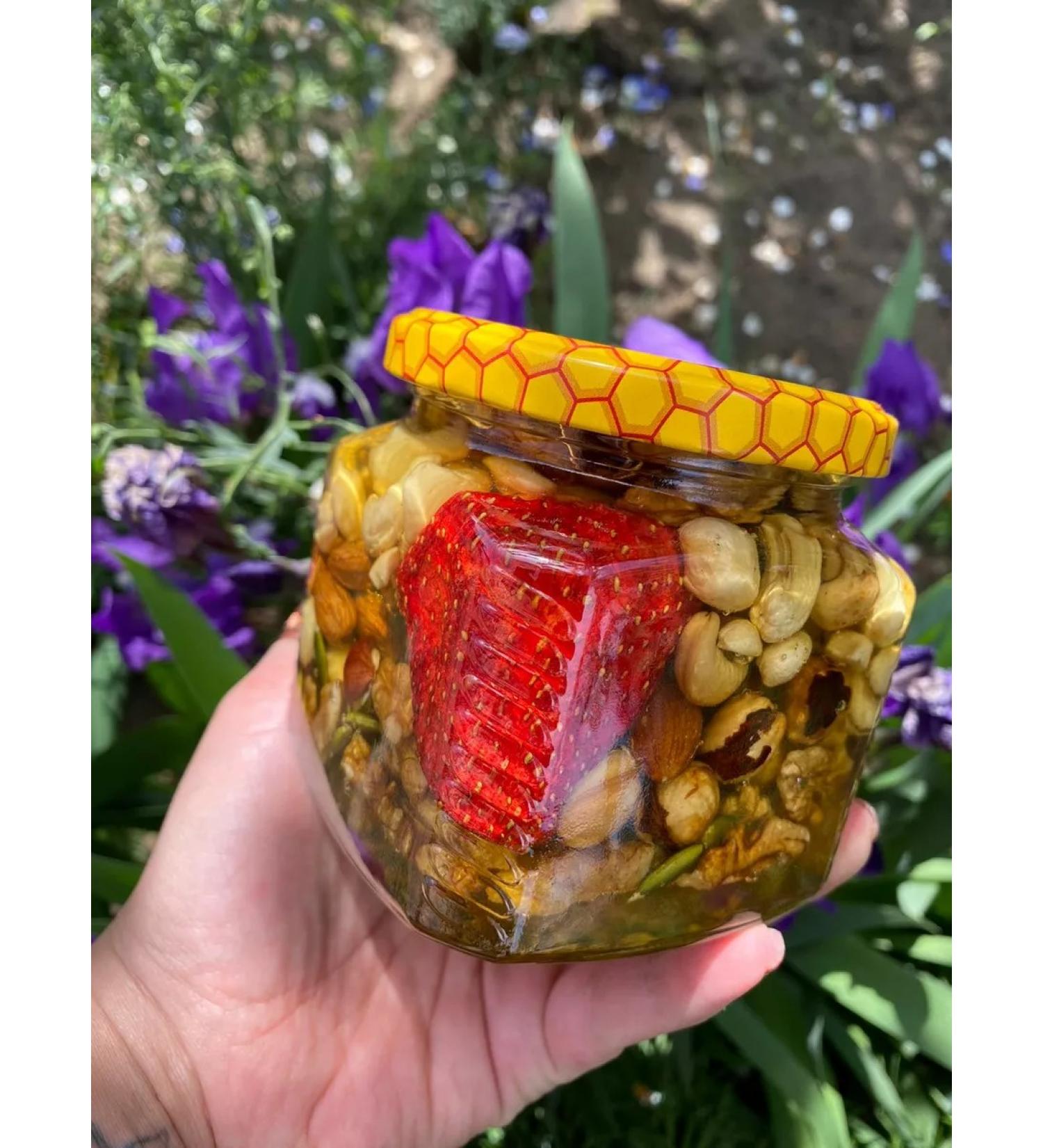 Honey Gift Walnut mix with strawberries in linden honey - Buy Online on GoSupps.com
