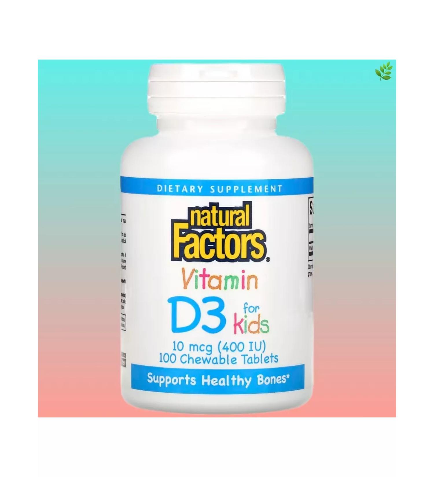 Natural Factors Vitamin D3 strawberry taste 10 g (400 IU)