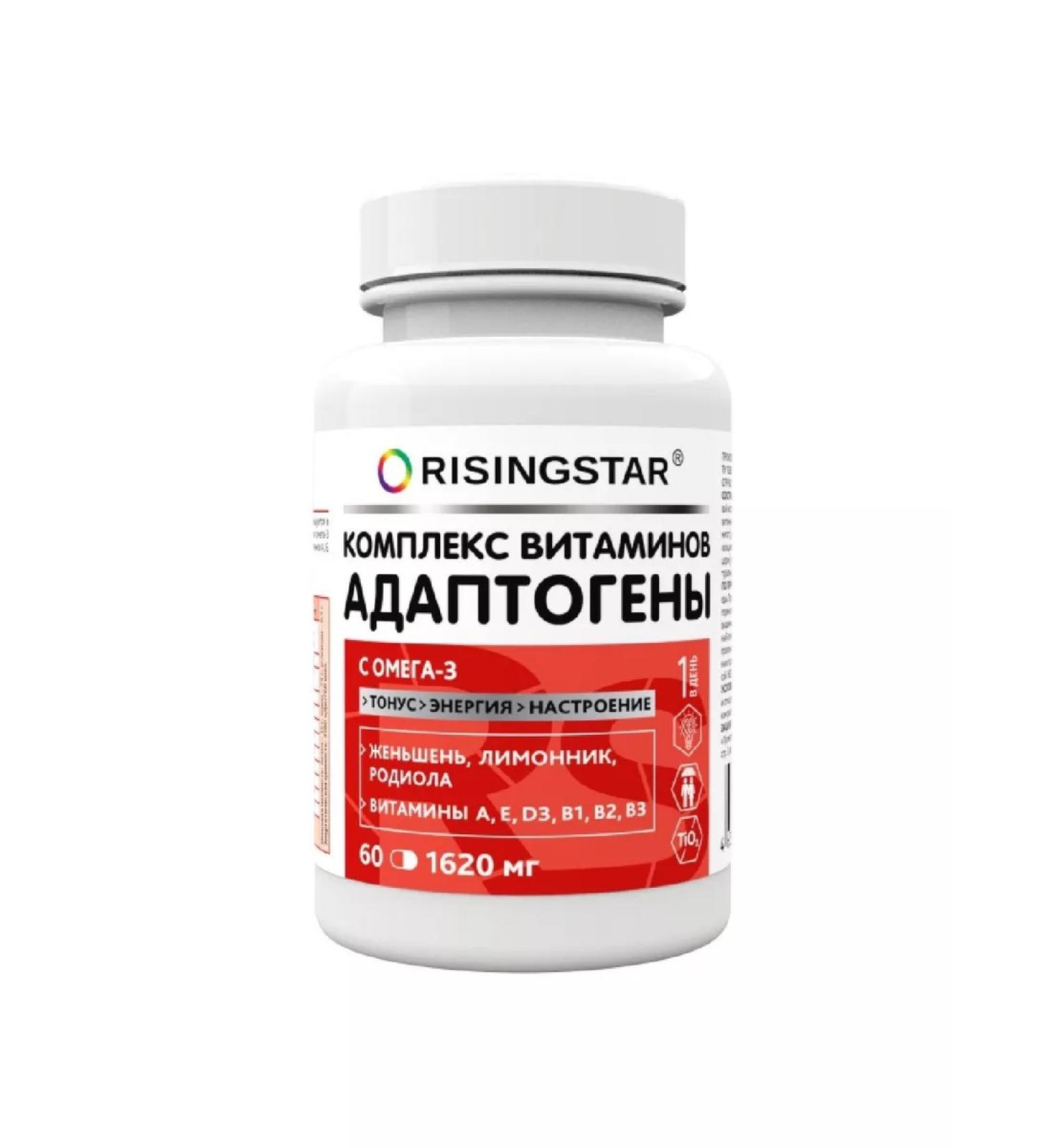RISINGSTAR A complex of vitamins and adaptogens with omega-3 60 caps - Buy Online on GoSupps.com