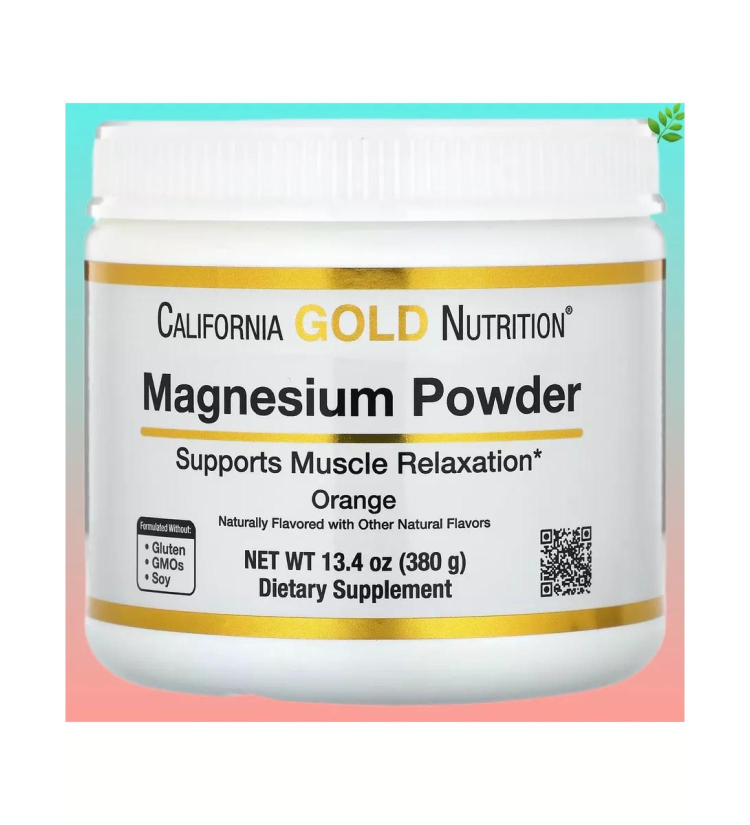 California Gold Nutrition Magnesium powder with an orange taste 380 g - Buy Online on GoSupps.com