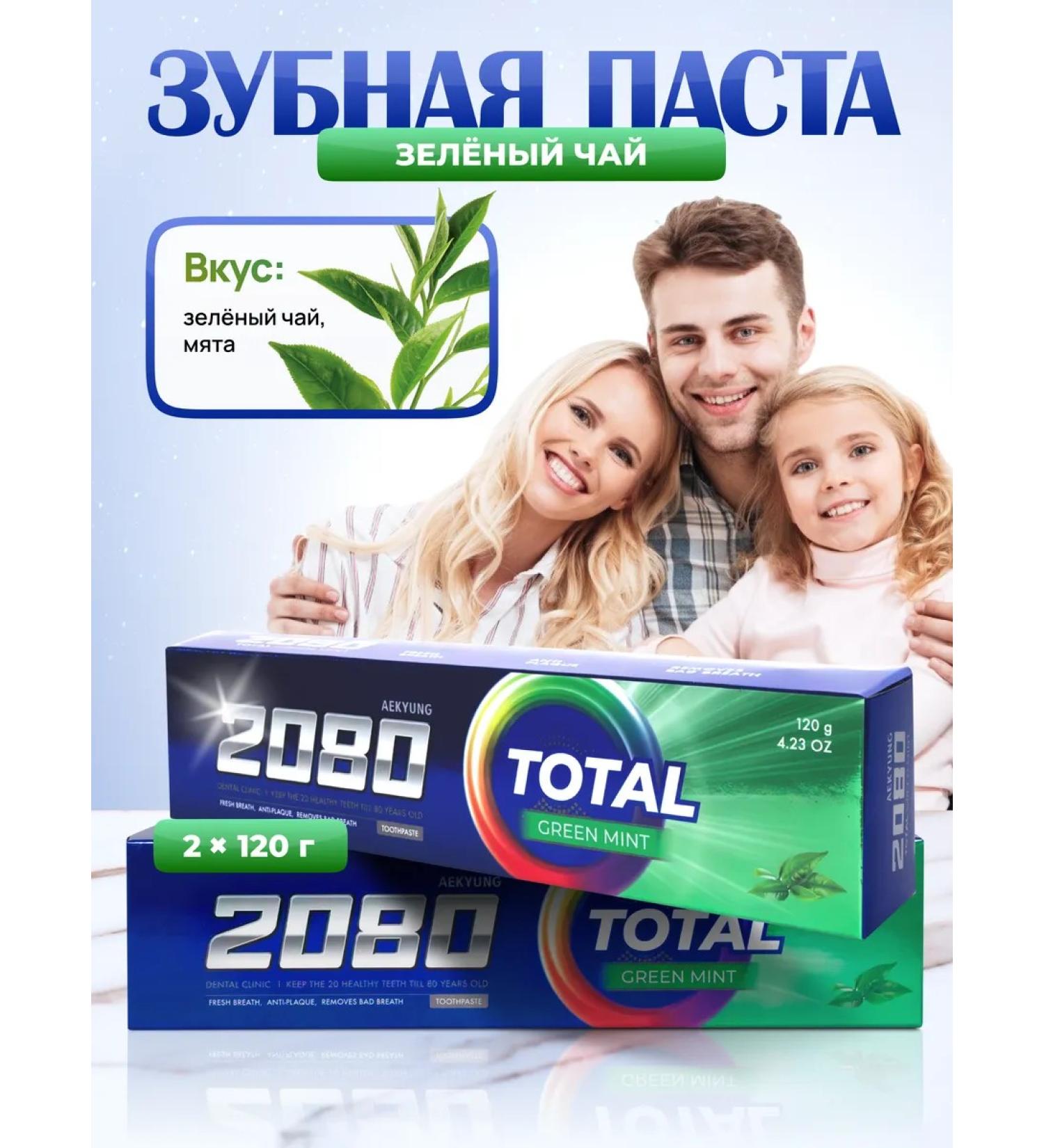 Dental Clinic 2080 Set of toothpaste green tea 120 g 2 pcs - Buy Online on GoSupps.com