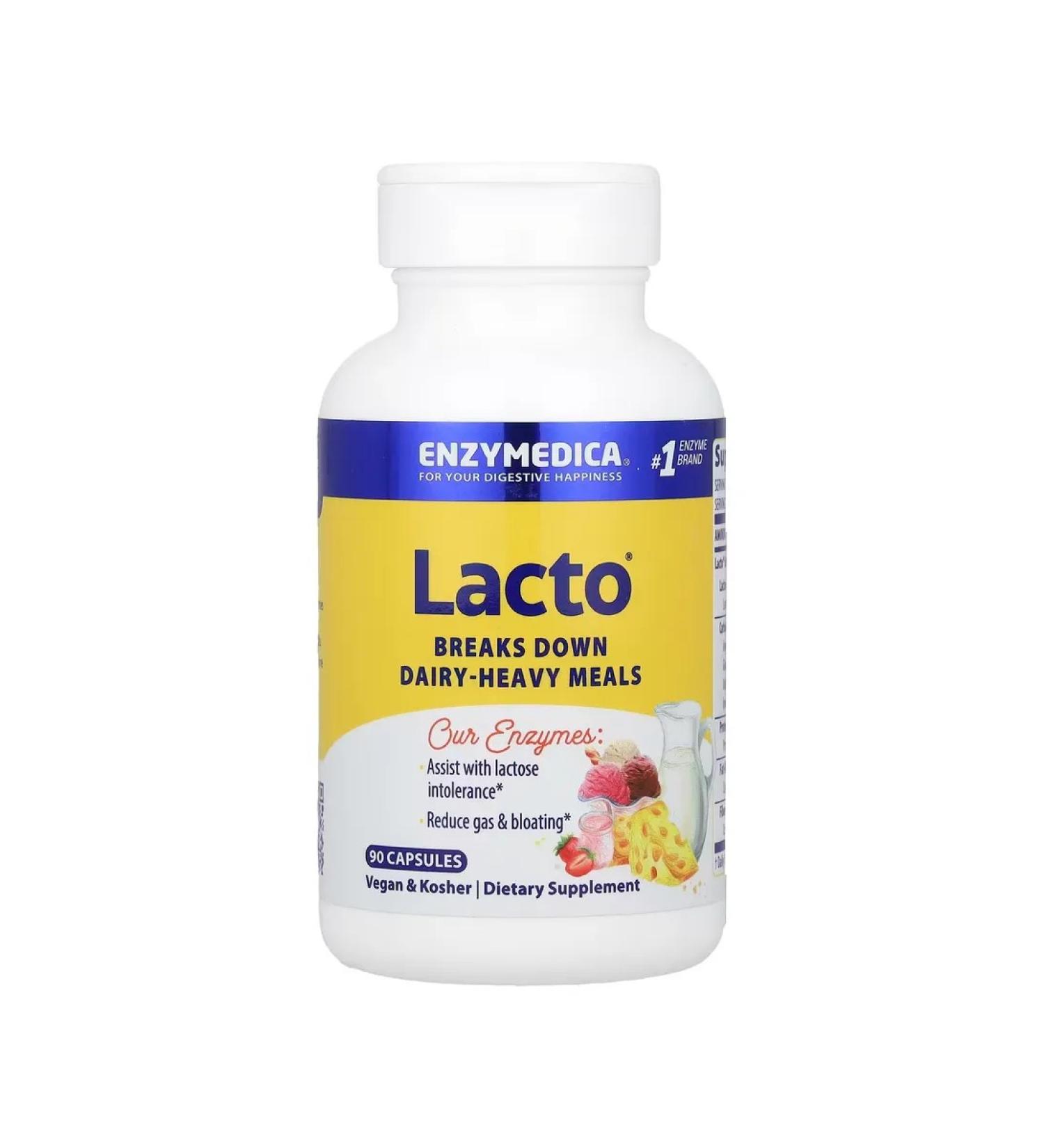 enzymedica Lacto enzymes for the assimilation of dairy products 90 capsules - Buy Online on GoSupps.com