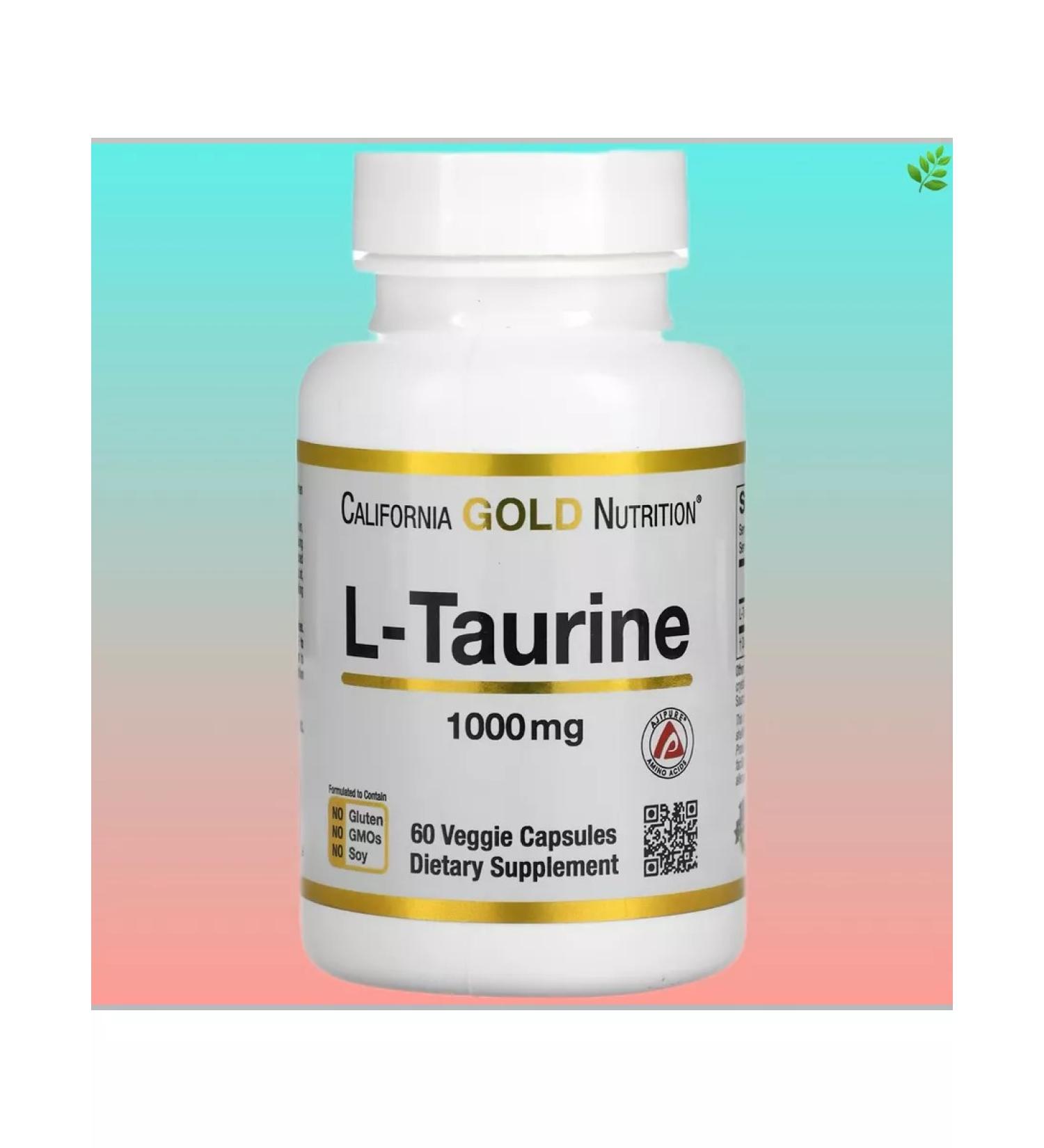 California Gold Nutrition L-Taurin Ajipure 1000 mg 60 plant capsules - Buy Online on GoSupps.com