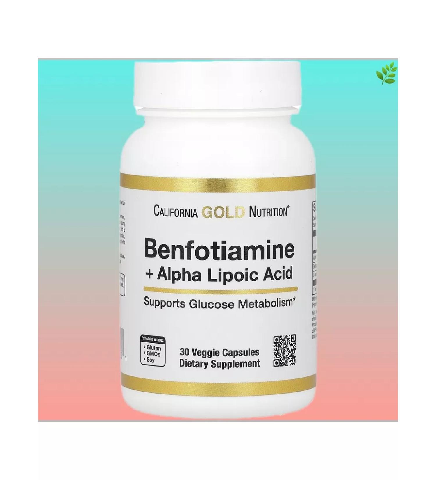 California Gold Nutrition Benfotiamine with alpha lipoic acid 30 capsules - Buy Online on GoSupps.com