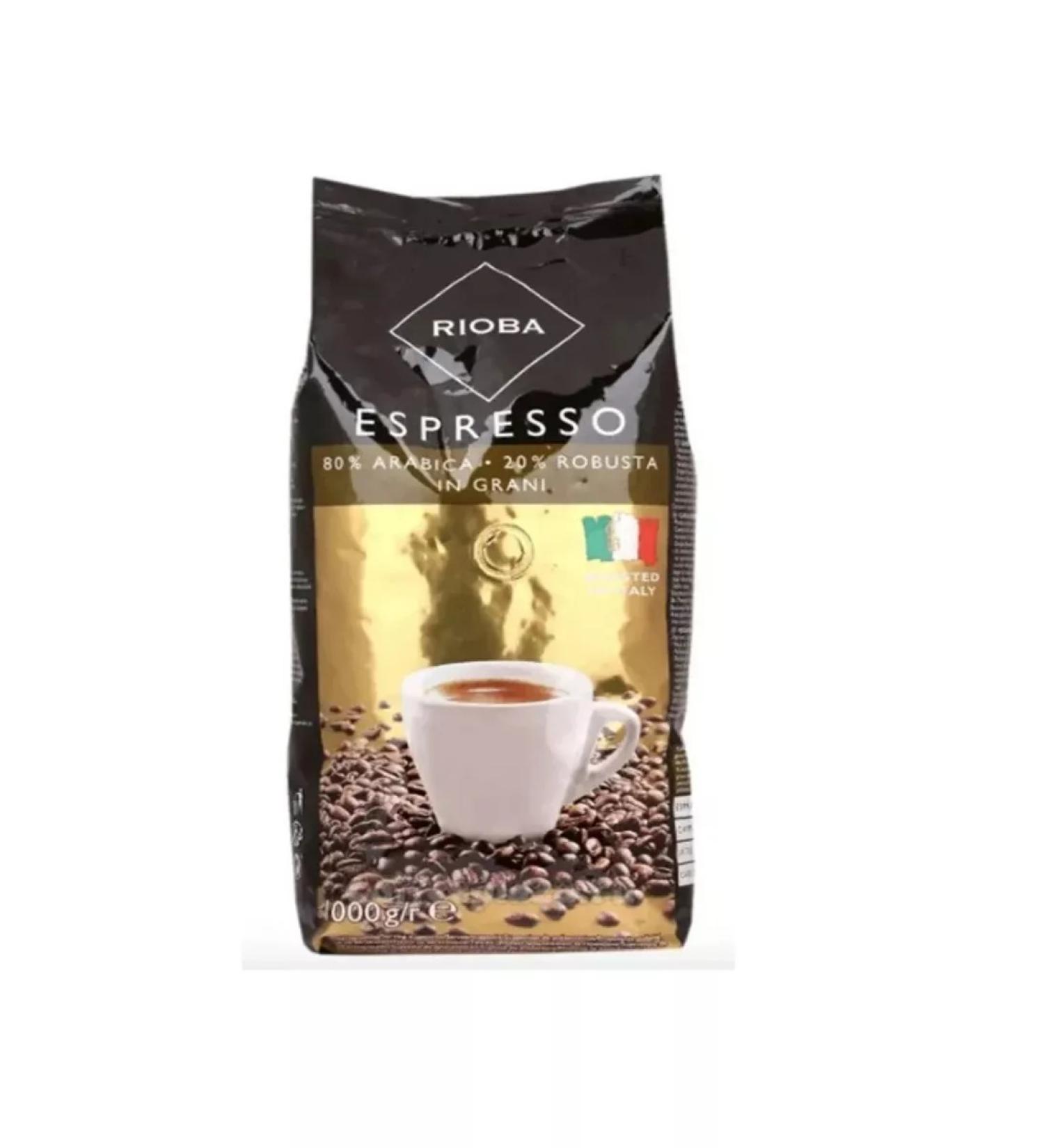 RIOBA Coffee in Gold Espresso grains 80% arabica 20% robust 1 kg - Buy Online on GoSupps.com
