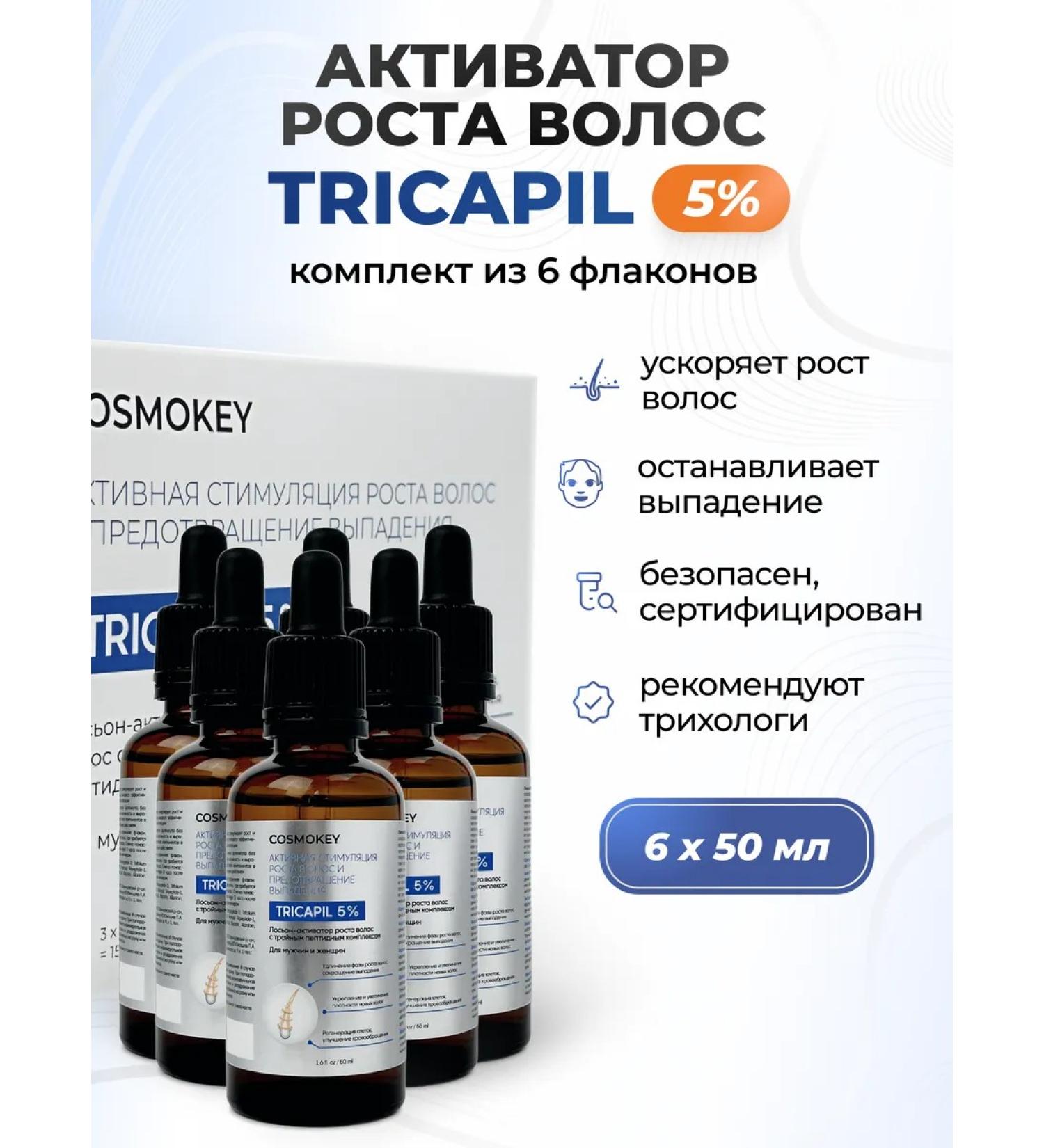 Cosmokey Trikapil 5% serum - Hair growth activator 6 pcs - Buy Online on GoSupps.com