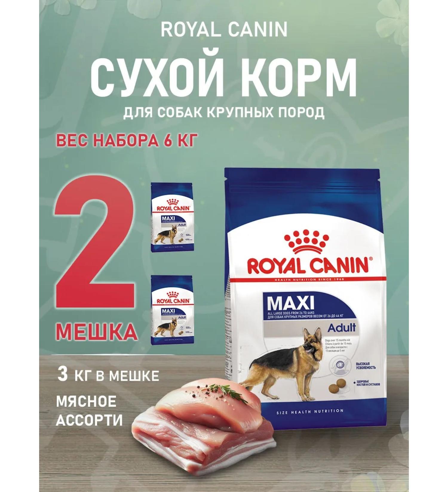 ROYAL CANIN Dry feed maxi adult for dogs of large rocks 3 kg 2 pcs - Buy Online on GoSupps.com