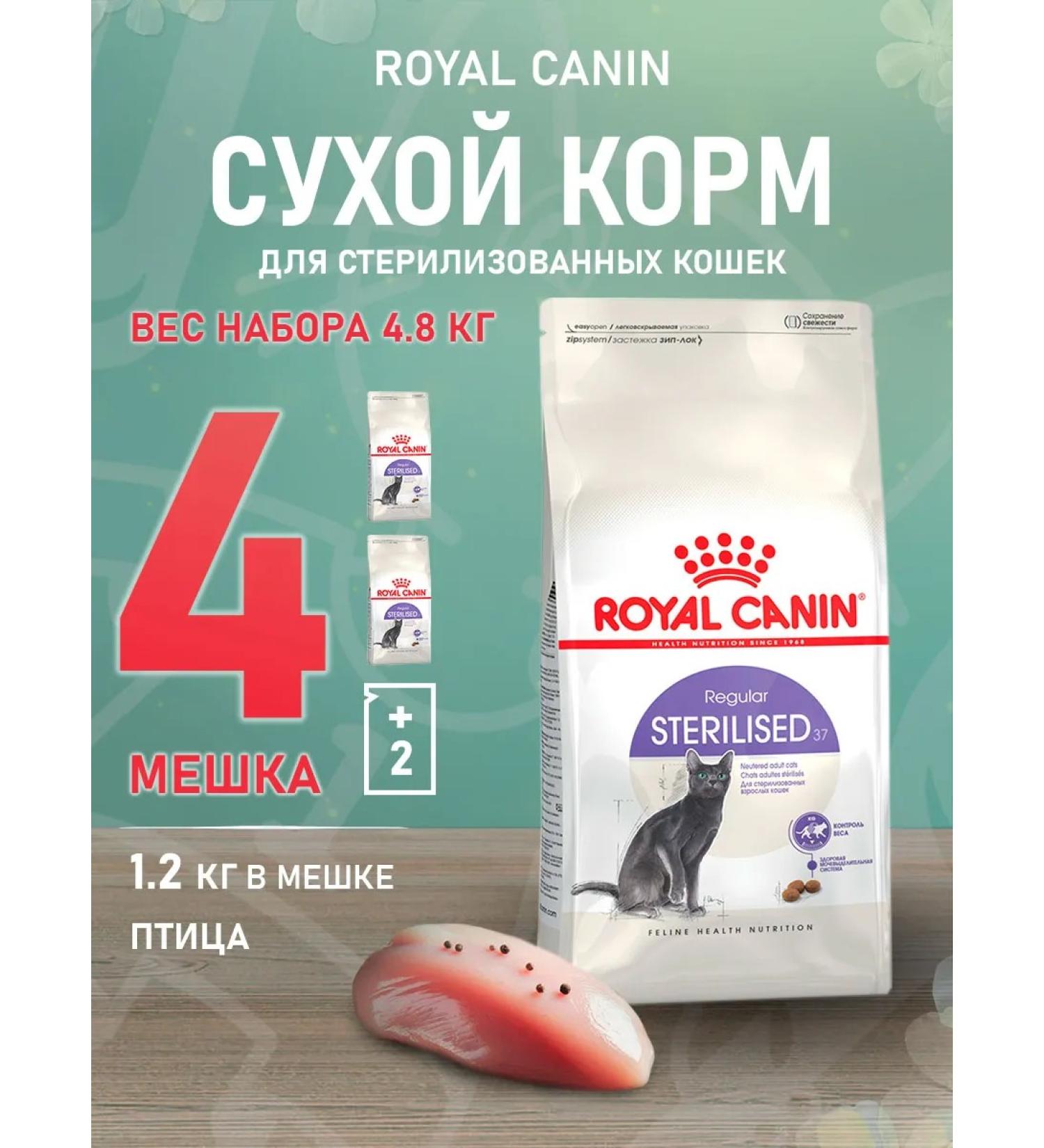 ROYAL CANIN Dry sterilated 37 sterilized cats 1.2 kg 4 pcs - Buy Online on GoSupps.com