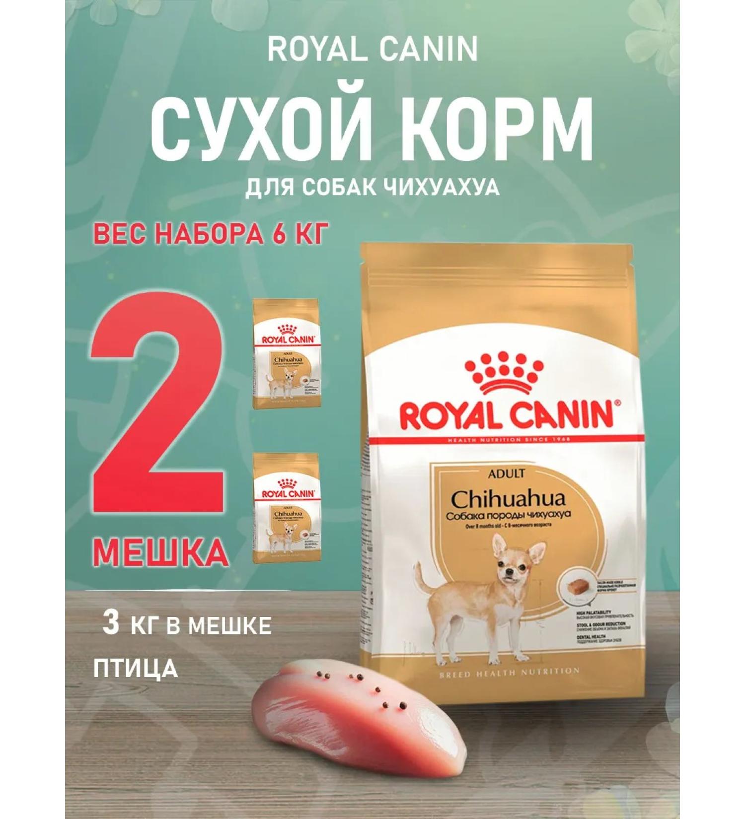 ROYAL CANIN Dry food chihuahua adult for dogs Chihuahua 3 kg 2 pcs - Buy Online on GoSupps.com