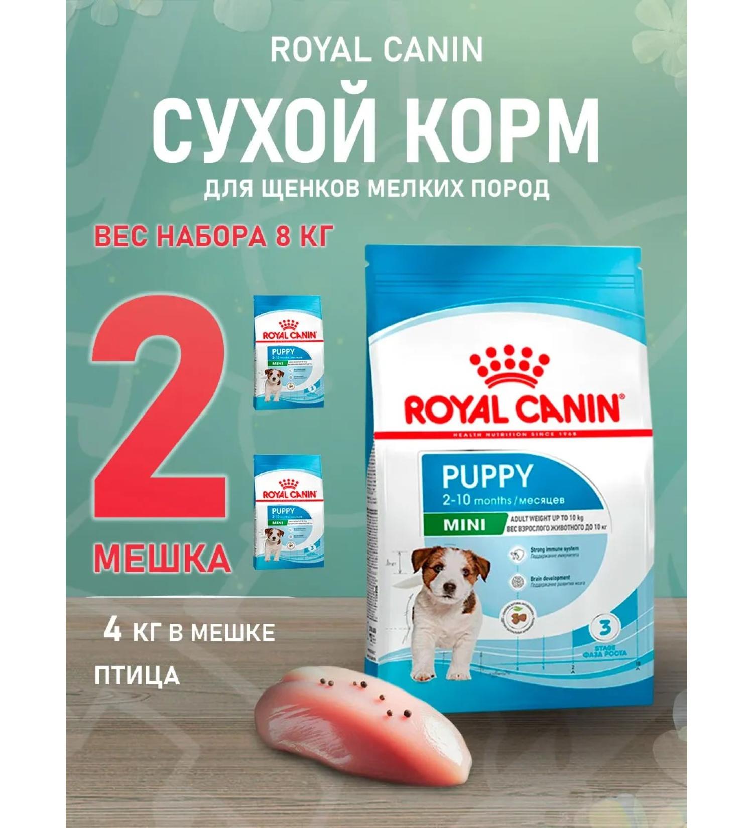 ROYAL CANIN Dry Mini Puppy food for small puppies 4 kg 2 pcs - Buy Online on GoSupps.com