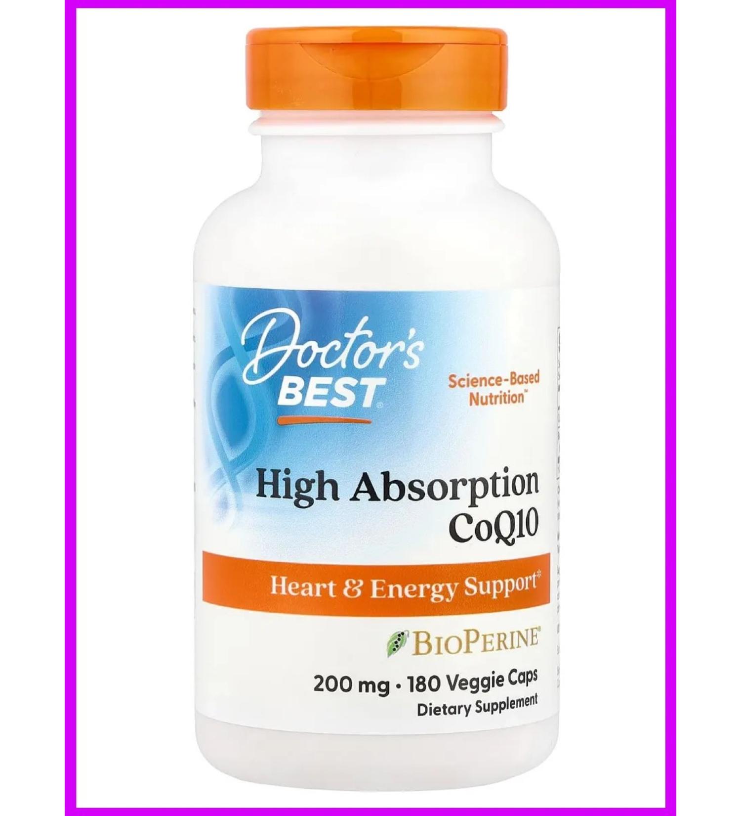 Doctor's Best Coenzyme Q10 with Bioperine 200 mg 180 vegetarian capsules