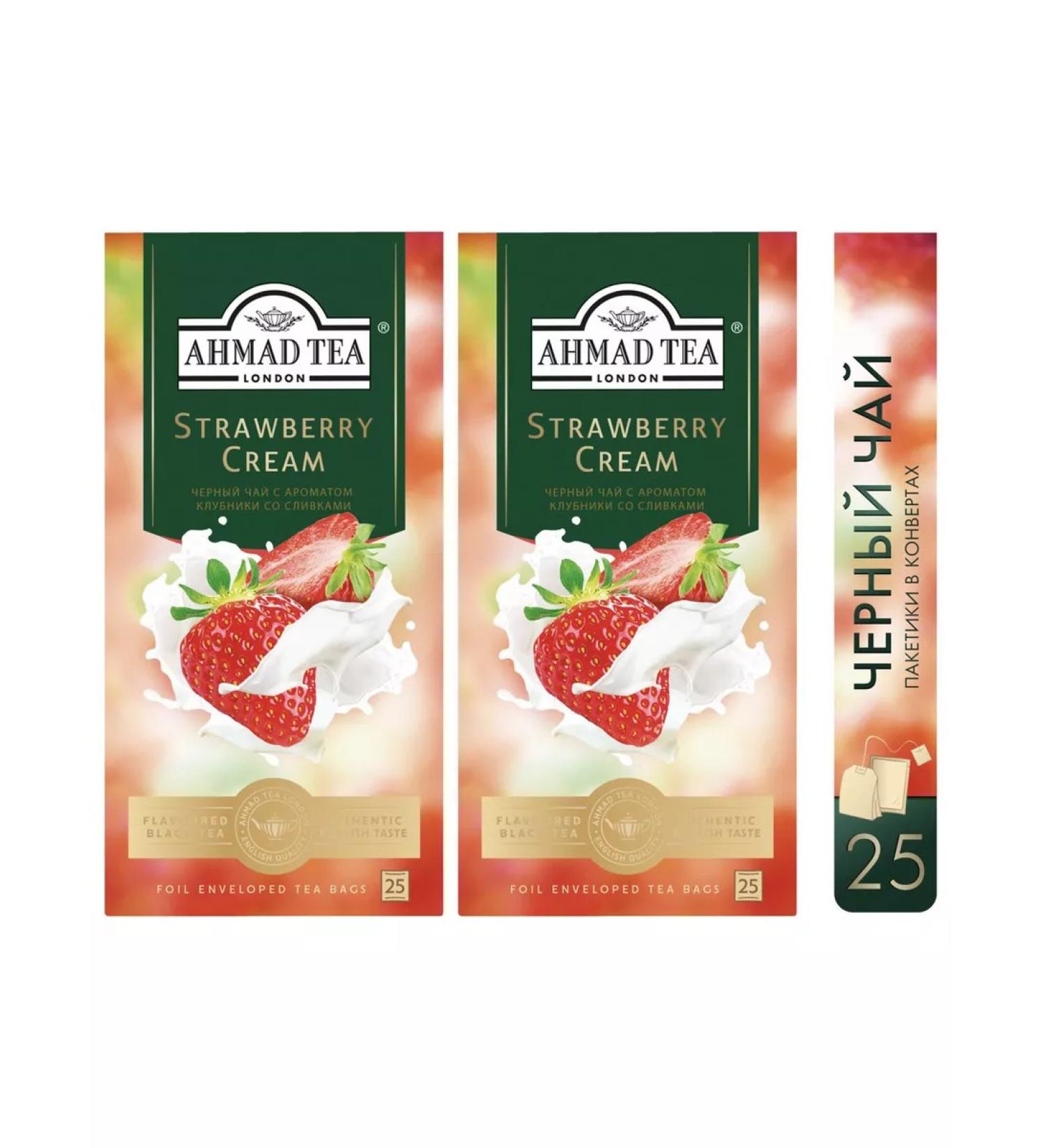 Ahmad Tea Black tea Strawberry Cream 2pcs 25 Pack. Strawberries with cream - Buy Online on GoSupps.com