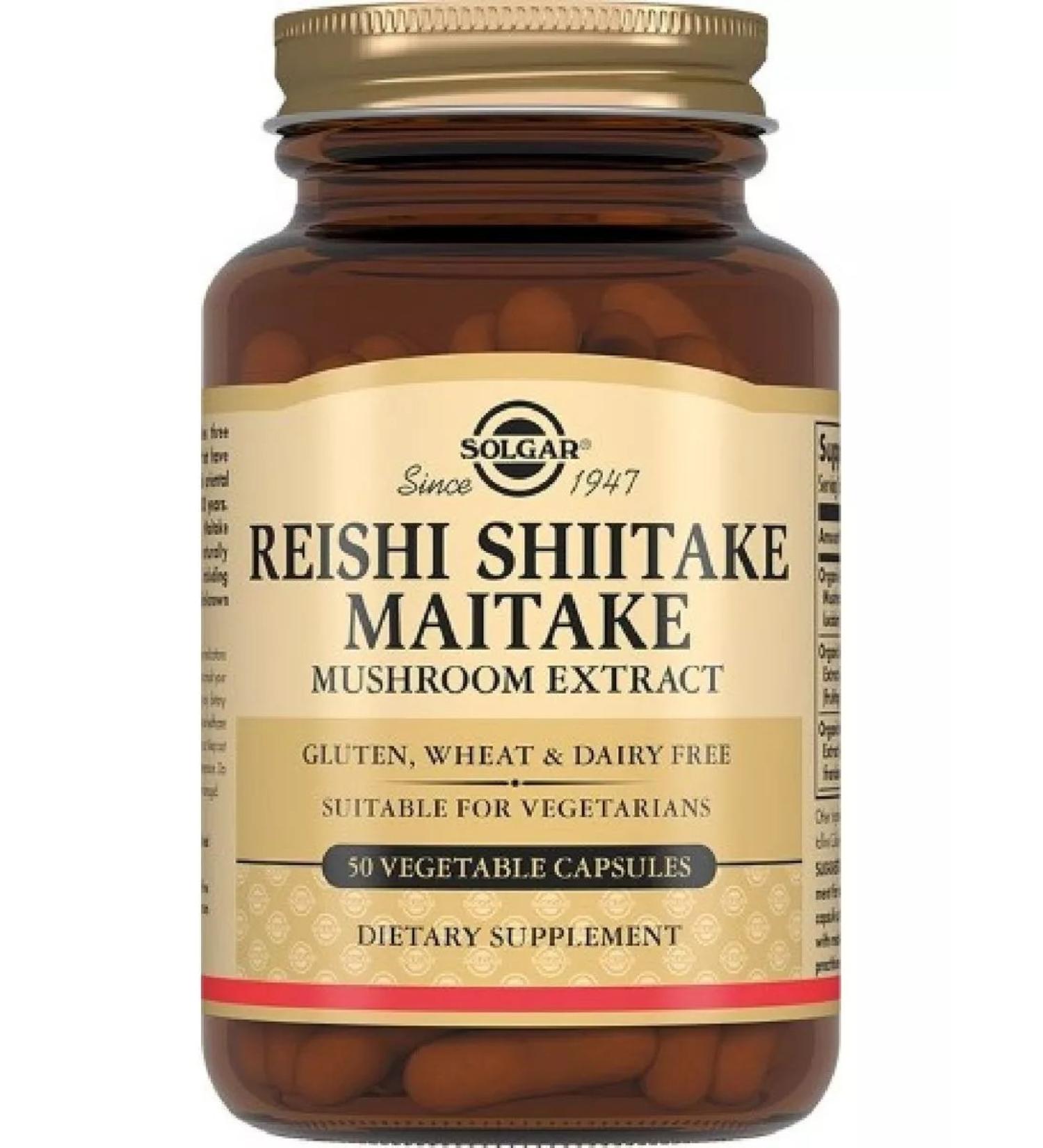 Solgar Extract of the mushrooms of Reishi Shiitake Maitaka 50 pcs. Ka-1p - Buy Online on GoSupps.com