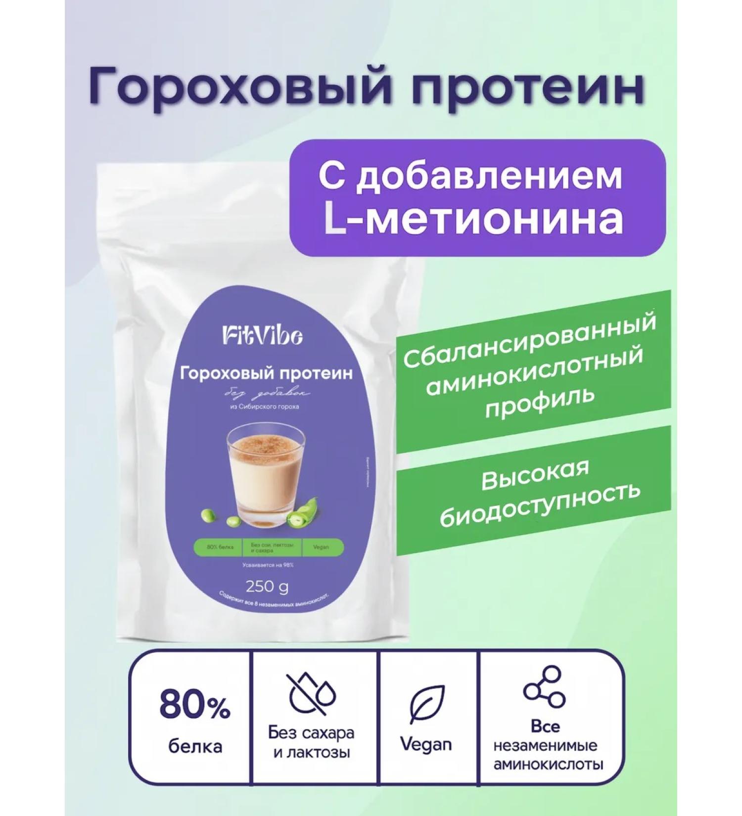 Fit Vibe Pea protein isolated 80% with L-metionine 250 g - Buy Online on GoSupps.com