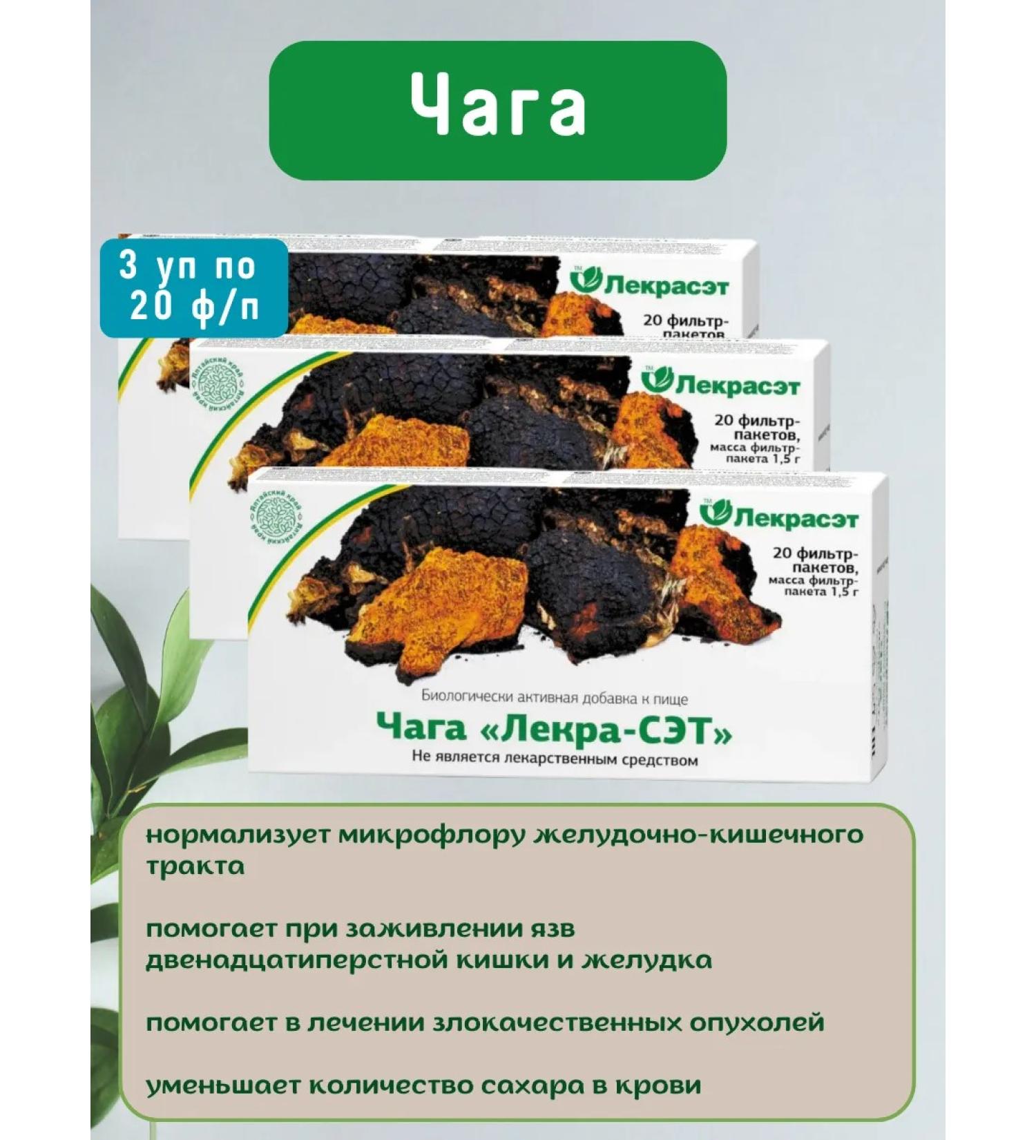 LEKRA-SET Birch chaga phyto tea in bags 3Up 20 f pak - Buy Online on GoSupps.com