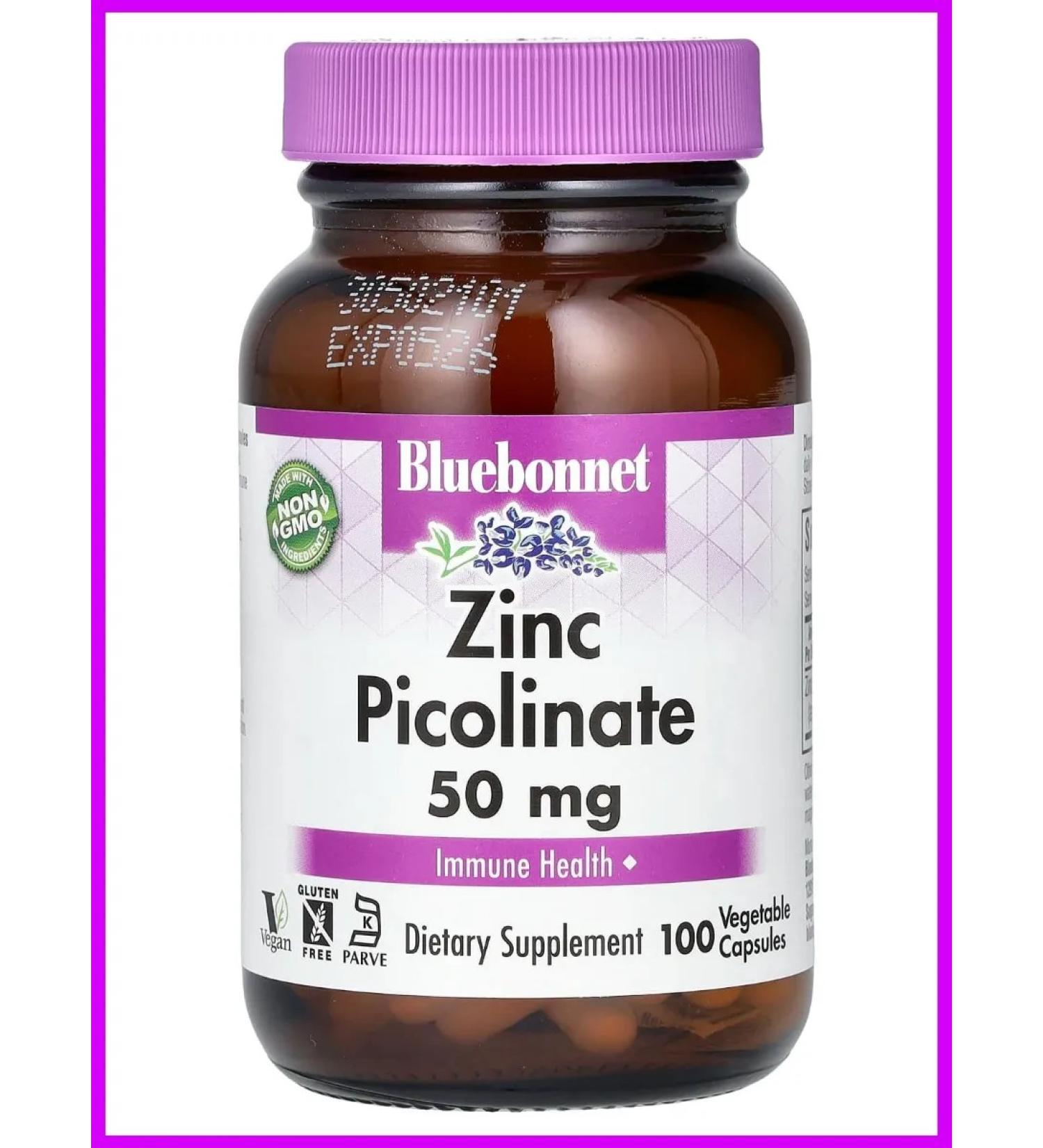 Bluebonnet Nutrition Picoline zinc 50 mg 100 plant capsules