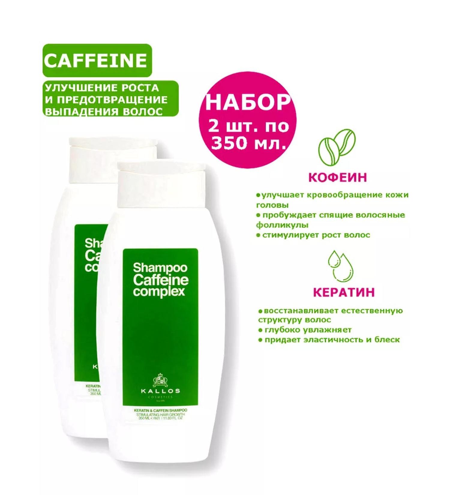 Kallos Cosmetics Anti-hair loss shampoo Caffein & Keratin 350 ml. - 2 pcs. - Buy Online on GoSupps.com