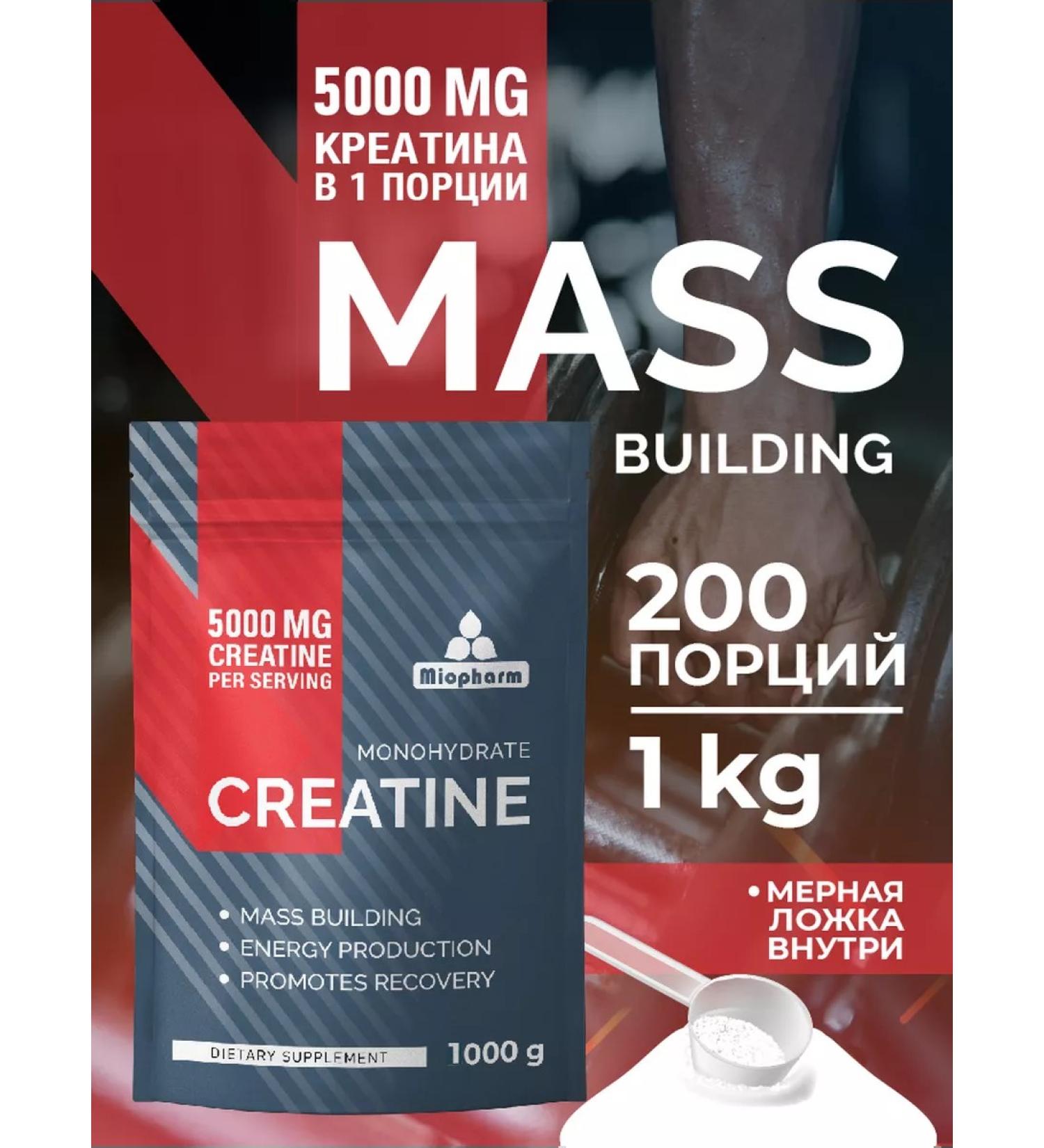 Miopharm Creatine monohydrate powder 1 kg micronized 100% - Buy Online on GoSupps.com