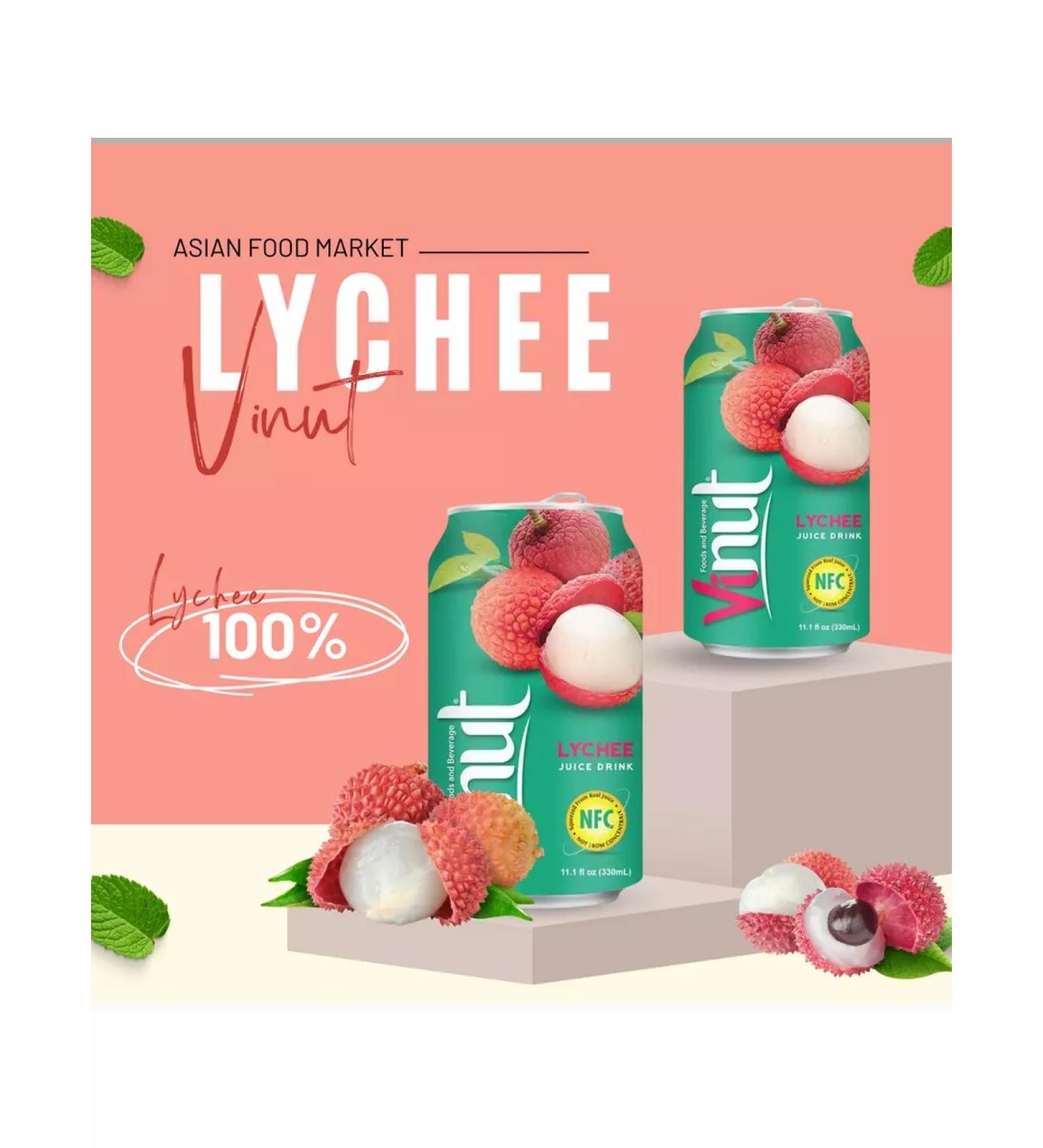 Vinut Drink is not carbonated with juice Lichi 330 ml 6 pcs - Buy Online on GoSupps.com