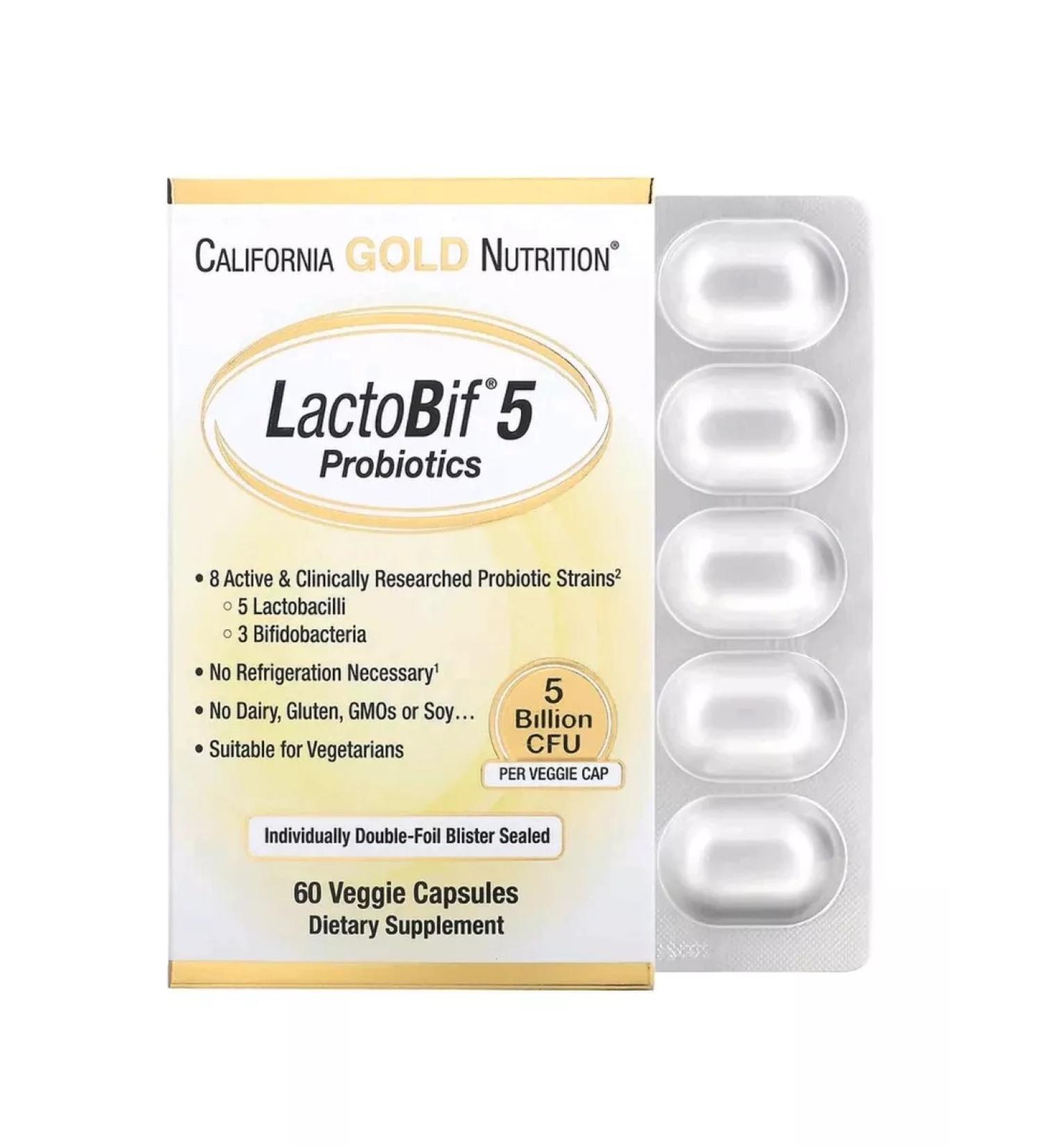 California Gold Nutrition Probiotics lactobil 5 billion KOE 60 capsules - Buy Online on GoSupps.com