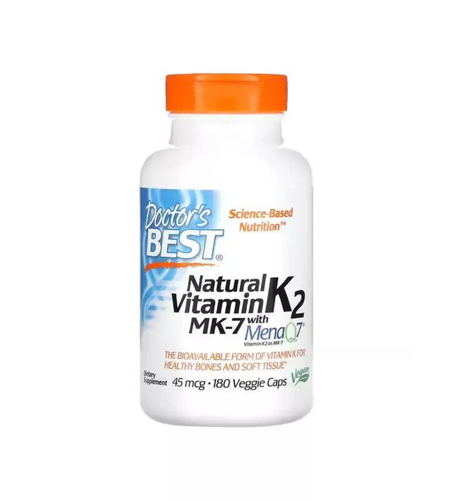 Doctor's Best Vitamin K2 (MK-7 with Menaq7) 180 vegetarian capsules