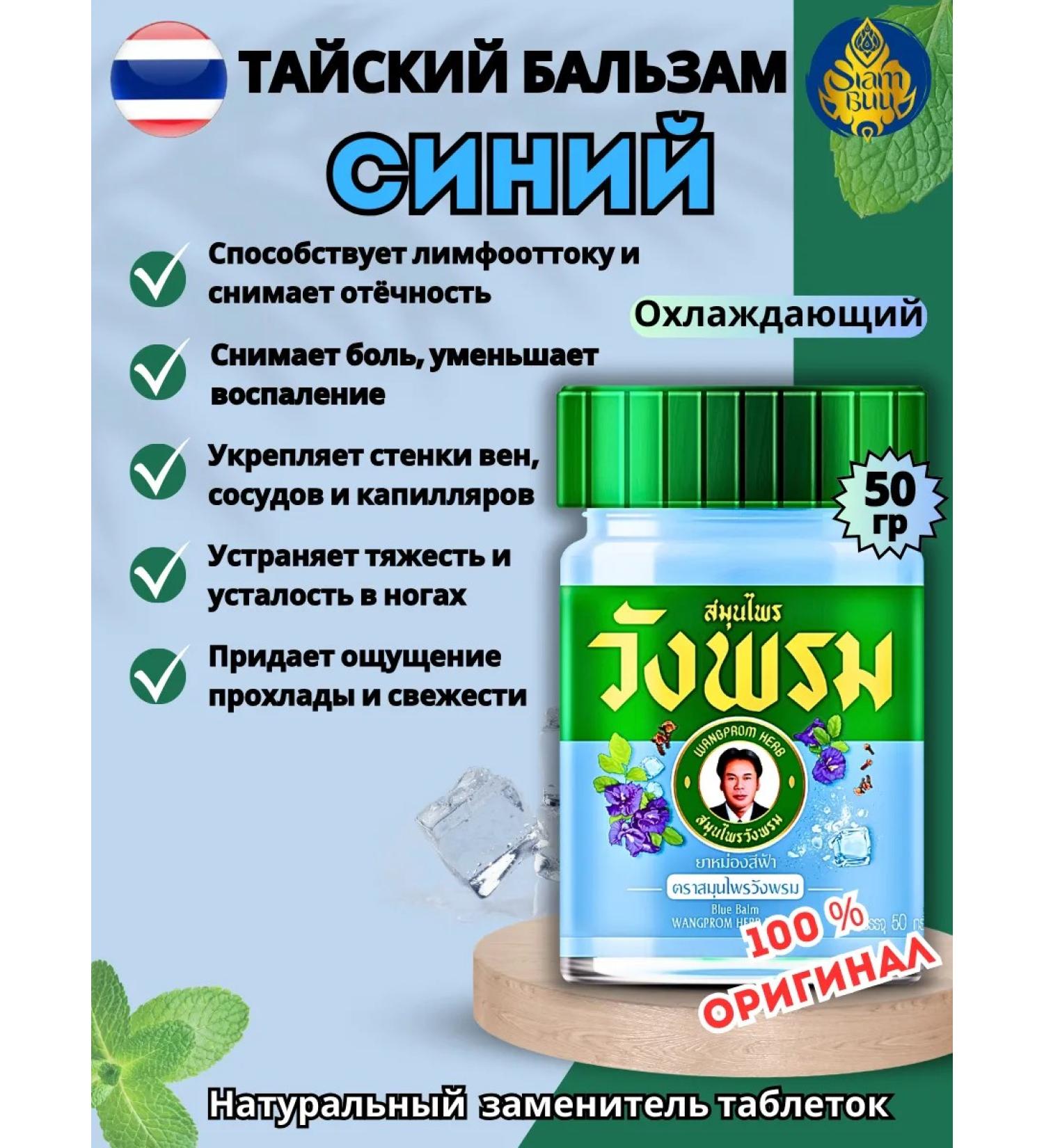 WANG PROM Thai Balm Blue Cooling for the Body Vangprom 50g - Buy Online on GoSupps.com