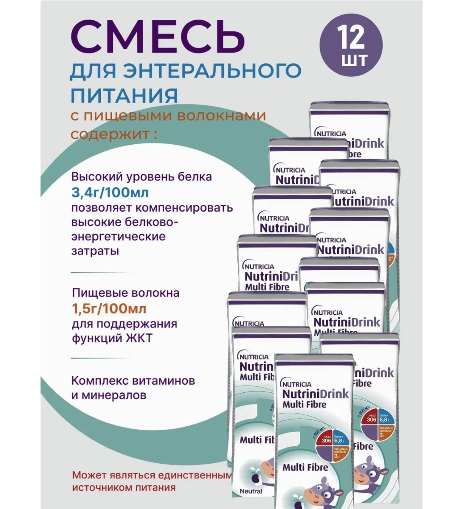 Nutridrink with dietary fiber liquid and neutral 12pcs - Buy Online on GoSupps.com