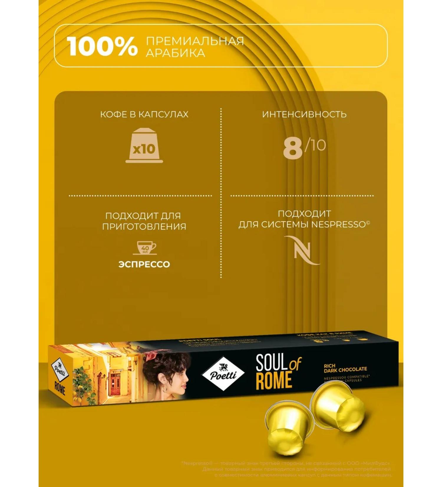Poetti Coffee in Soul of Rome capsules 10 capsules (type Nespresso) - Buy Online on GoSupps.com