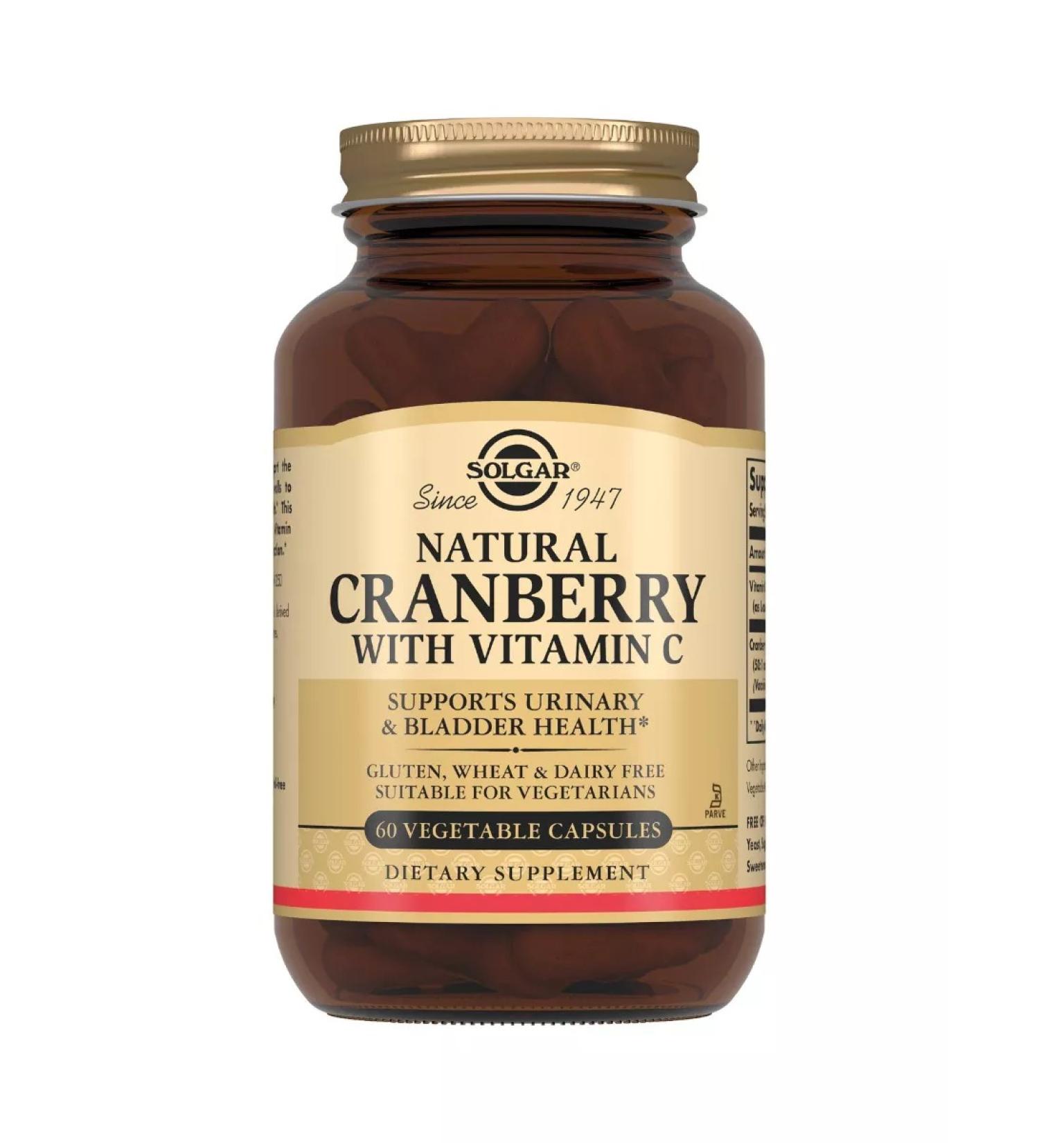 Solgar natural cranberries with vitamin C 60 capsules