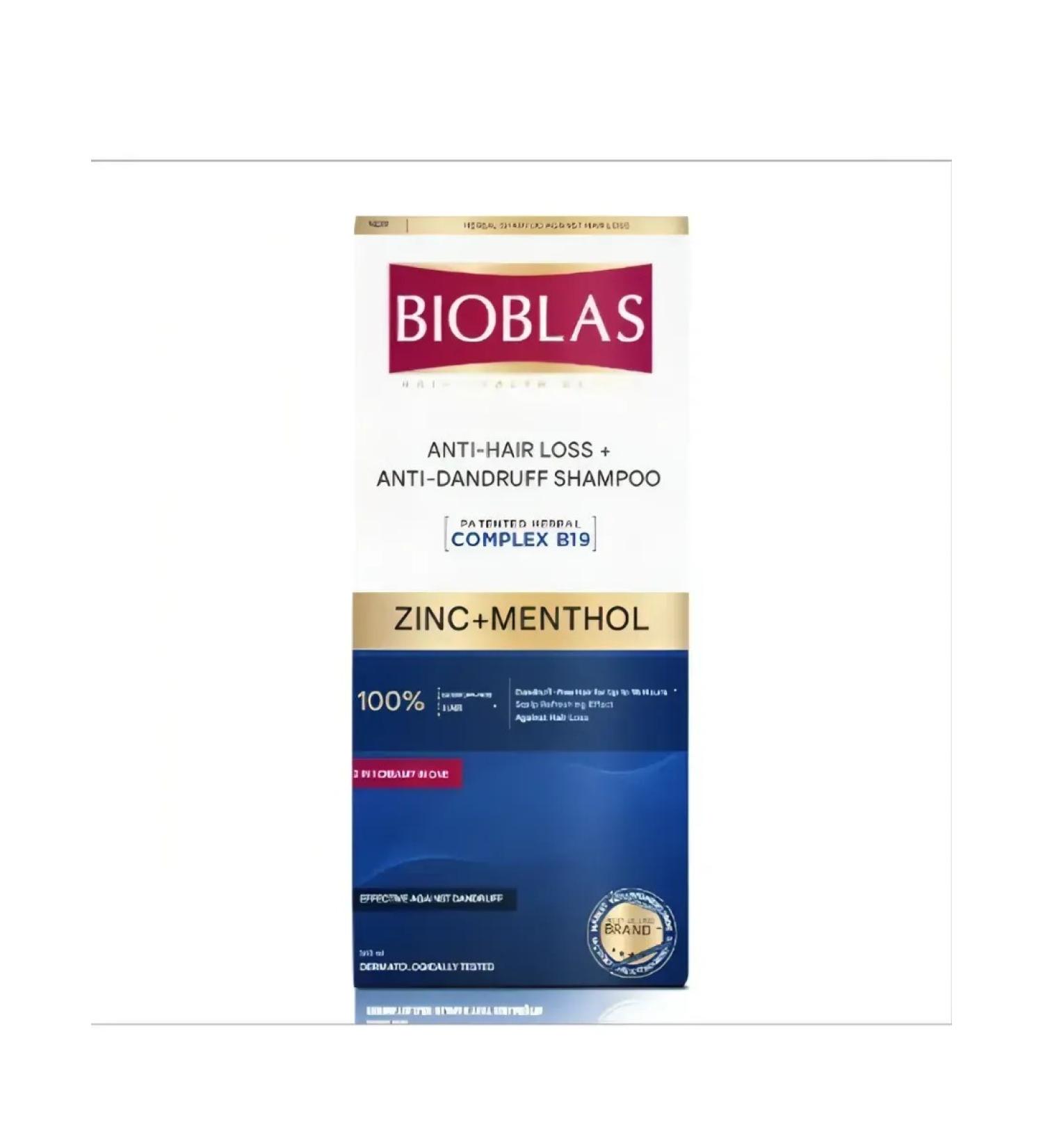 BIOBLAS Shampoo from dandruff and falling out with zinc and menthol 360 ml - Buy Online on GoSupps.com