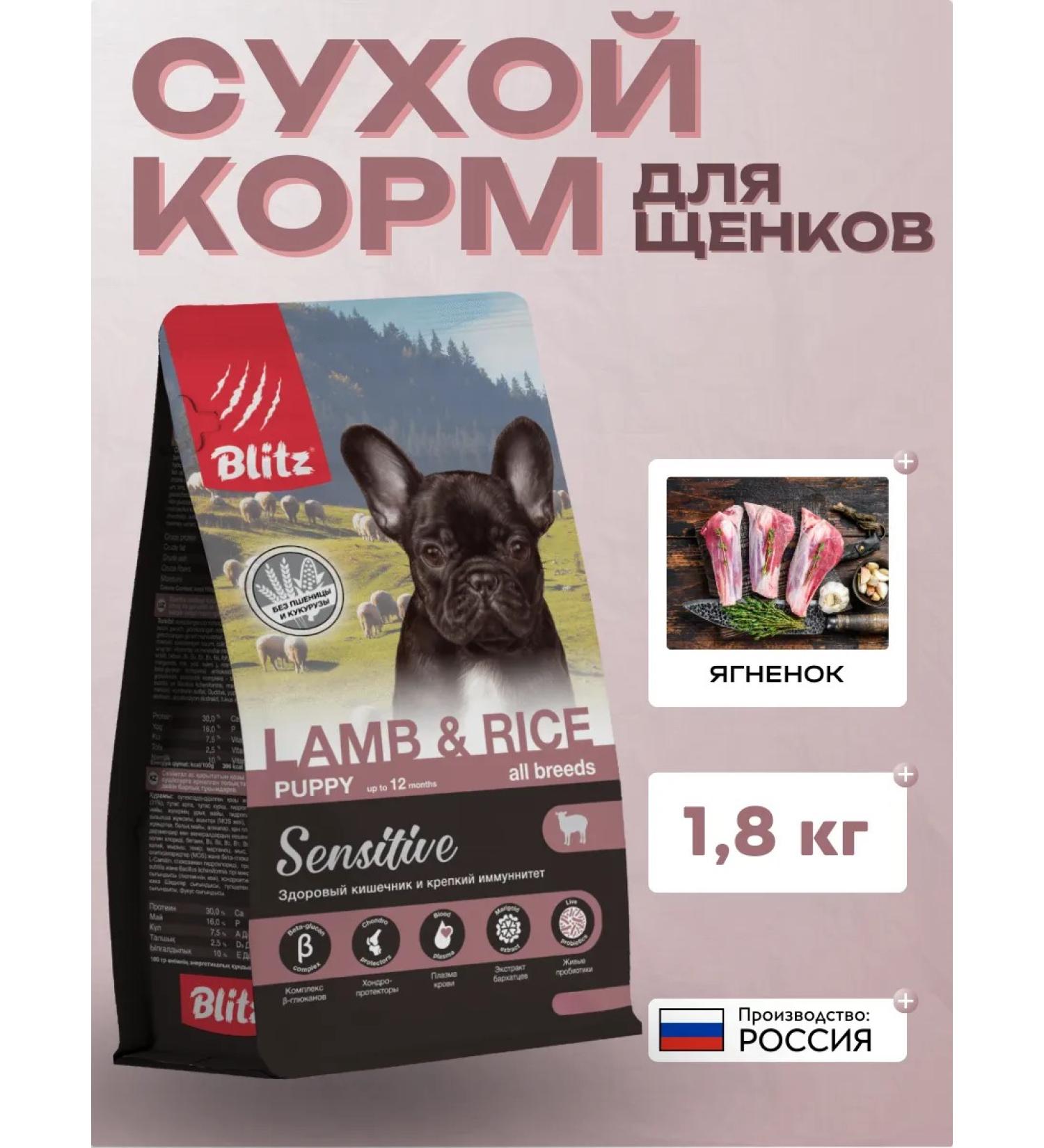 BLITZ Dry food Sensitive with a lamb for puppies 1.8 kg - Buy Online on GoSupps.com