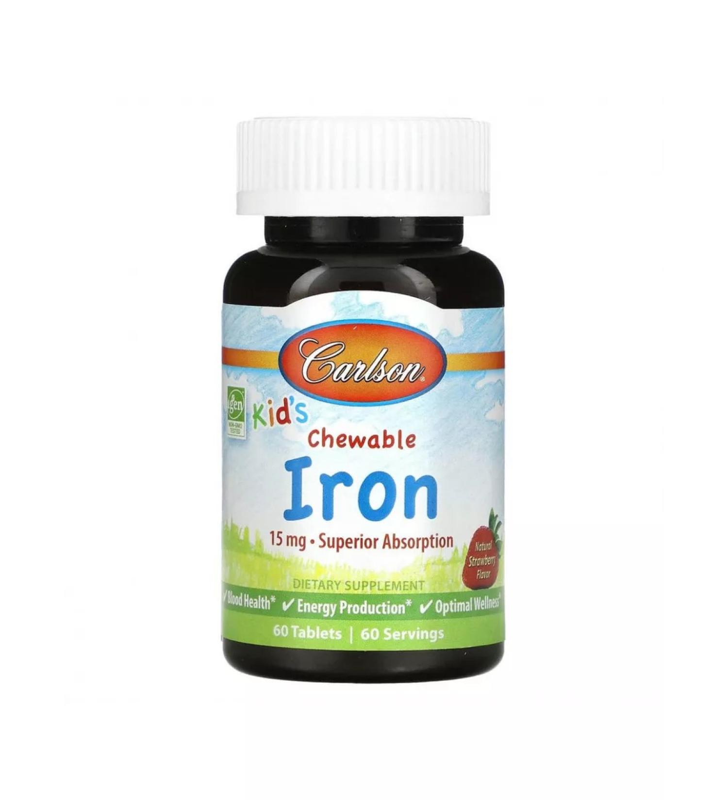 Carlson Labs Children's iron strawberries 15 mg 60 tablets
