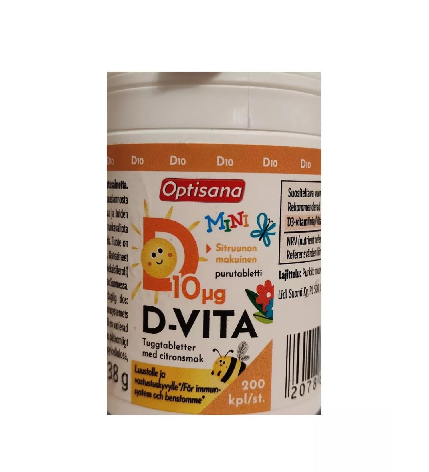GGGstore Optisana D-Vita vitamin D3 10 g. 200 table - Buy Online on GoSupps.com