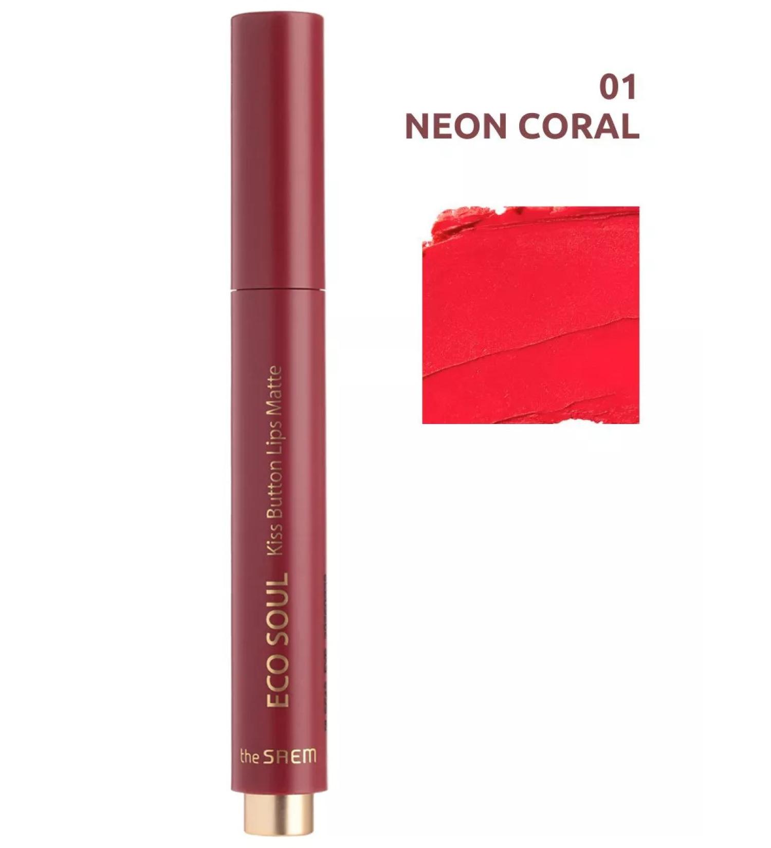 THE SAEM Lipstick matte 01 Neon Coral - Buy Online on GoSupps.com