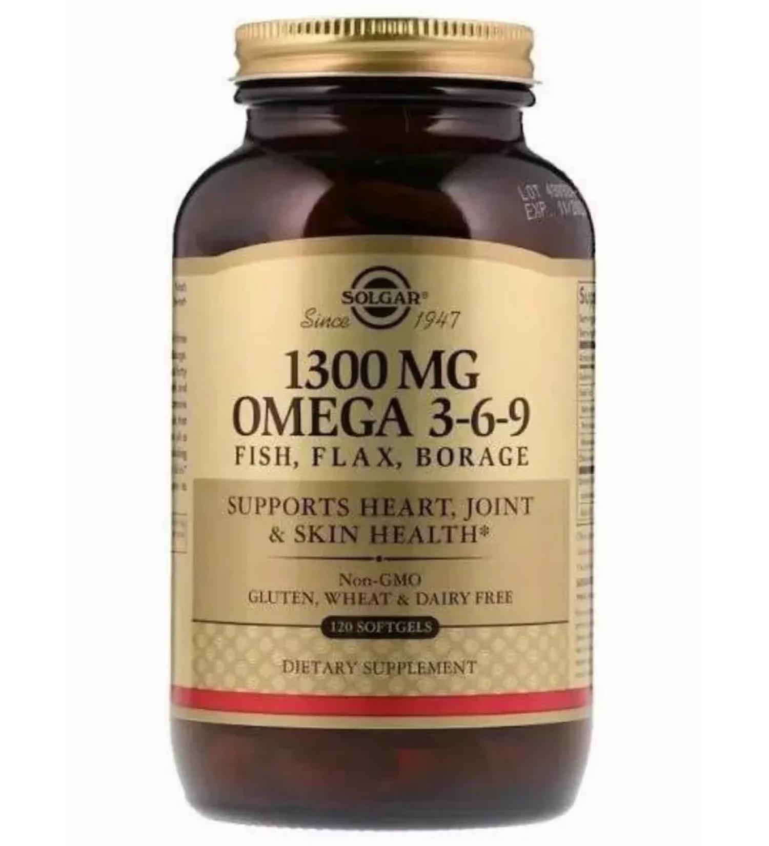 Solgar complex of fatty acids 1300 omega 3-6-9 No. 120 - Buy Online on GoSupps.com