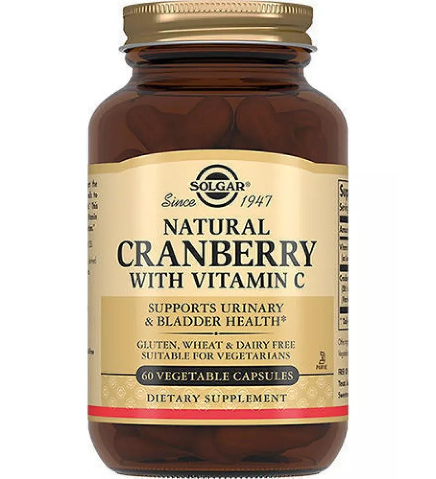 Solgar natural cranberries with vitamin C caps.p.60 (dietary supplement)