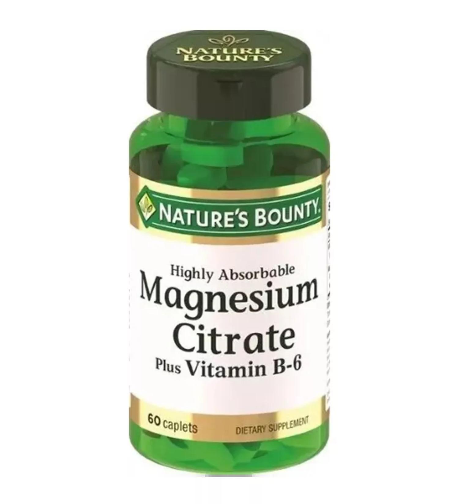 Nature's bounty Magnesium citrate with vitamin B6 60 capsules