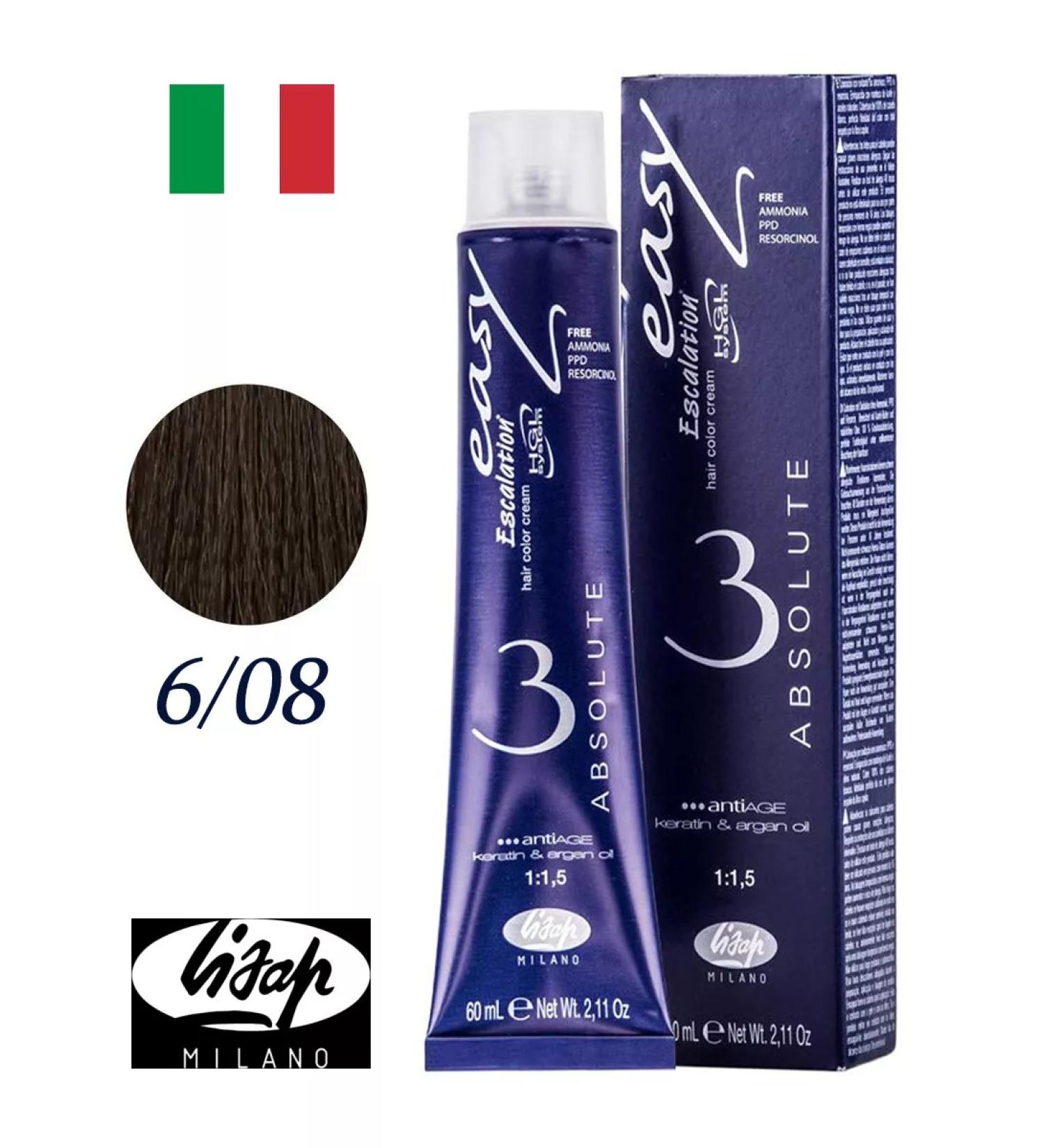 Lisap Milano Absolute 6 08 hair dye without ammonia 60ml - Buy Online on GoSupps.com
