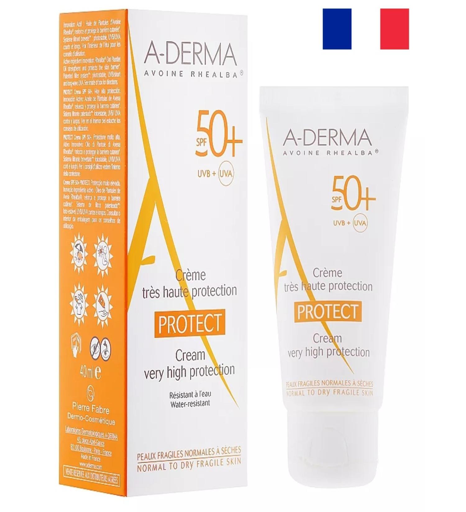 ADERMA Protect SPF 50+ Sunny cream for dry skin of the face 40ml - Buy Online on GoSupps.com