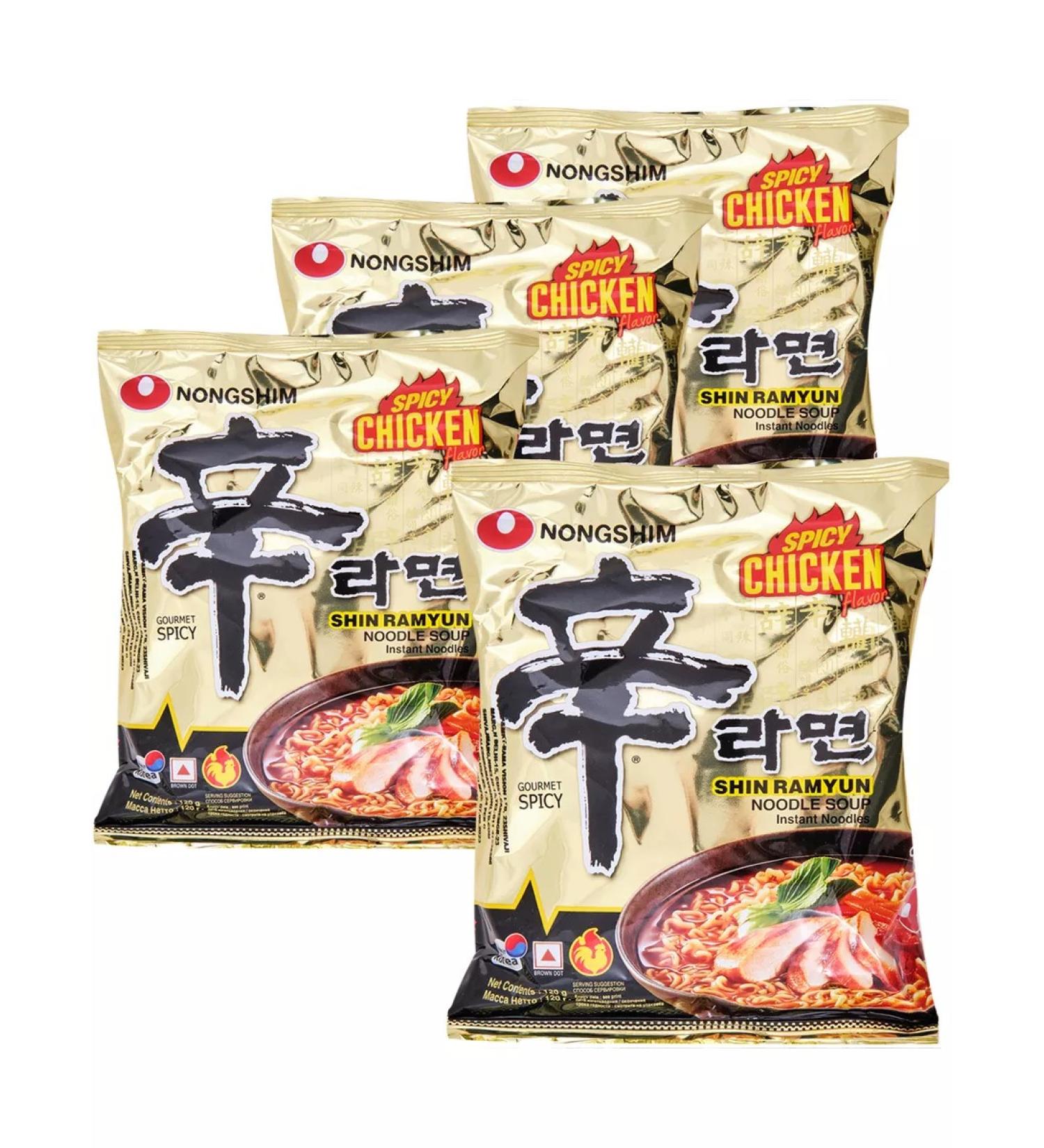Asian food Nong -nong shin Ramen with acute chicken 4pcs x 120g Korea - Buy Online on GoSupps.com