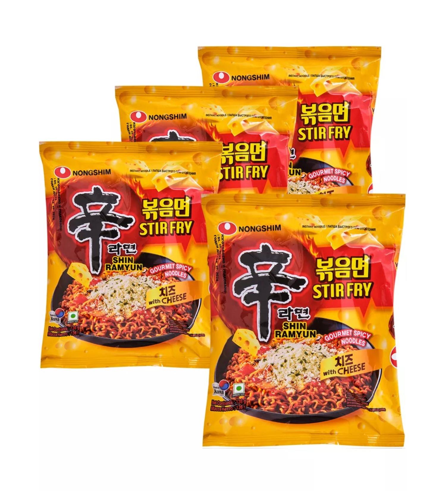 Asian food Lapsha nongim shin Ramen with STIR Fry cheese 4pcs x 136g Korea - Buy Online on GoSupps.com
