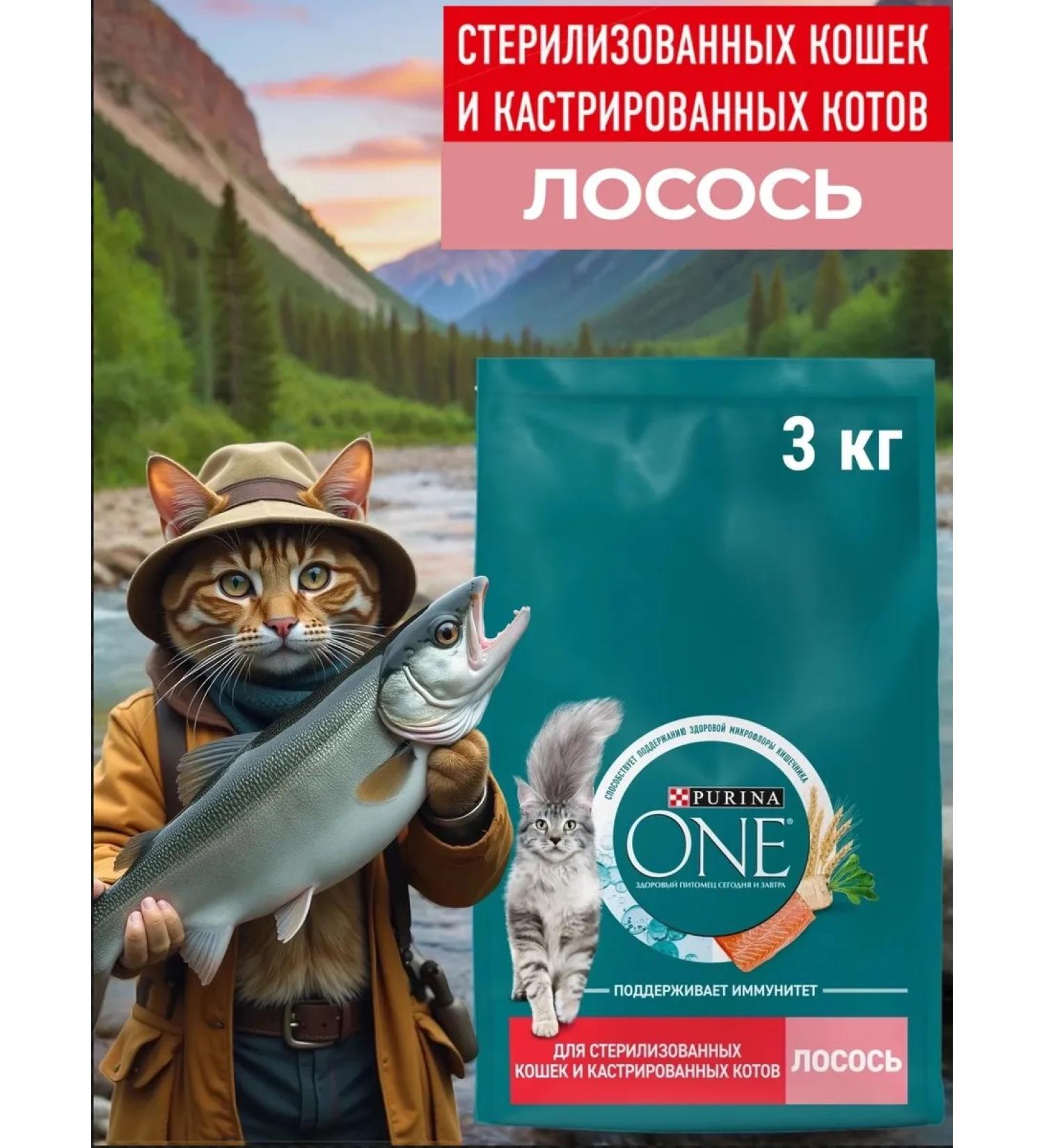 PURINA ONE Dry food for sterile cats salmon 3kg - Buy Online on GoSupps.com