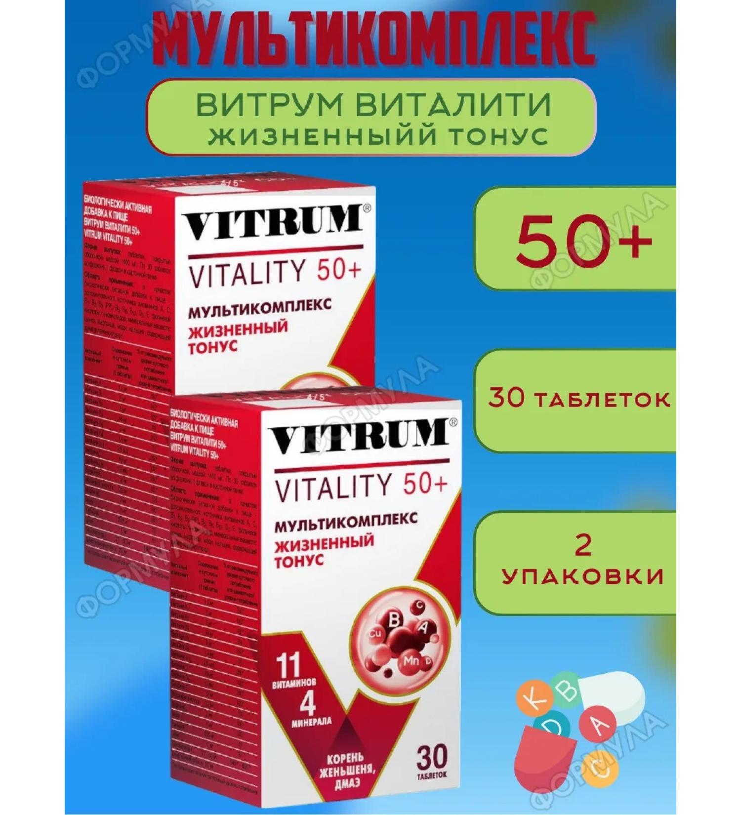 Vitrum Vitamin complex of vitalyti 50+ 2 packages 60 tablets - Buy Online on GoSupps.com