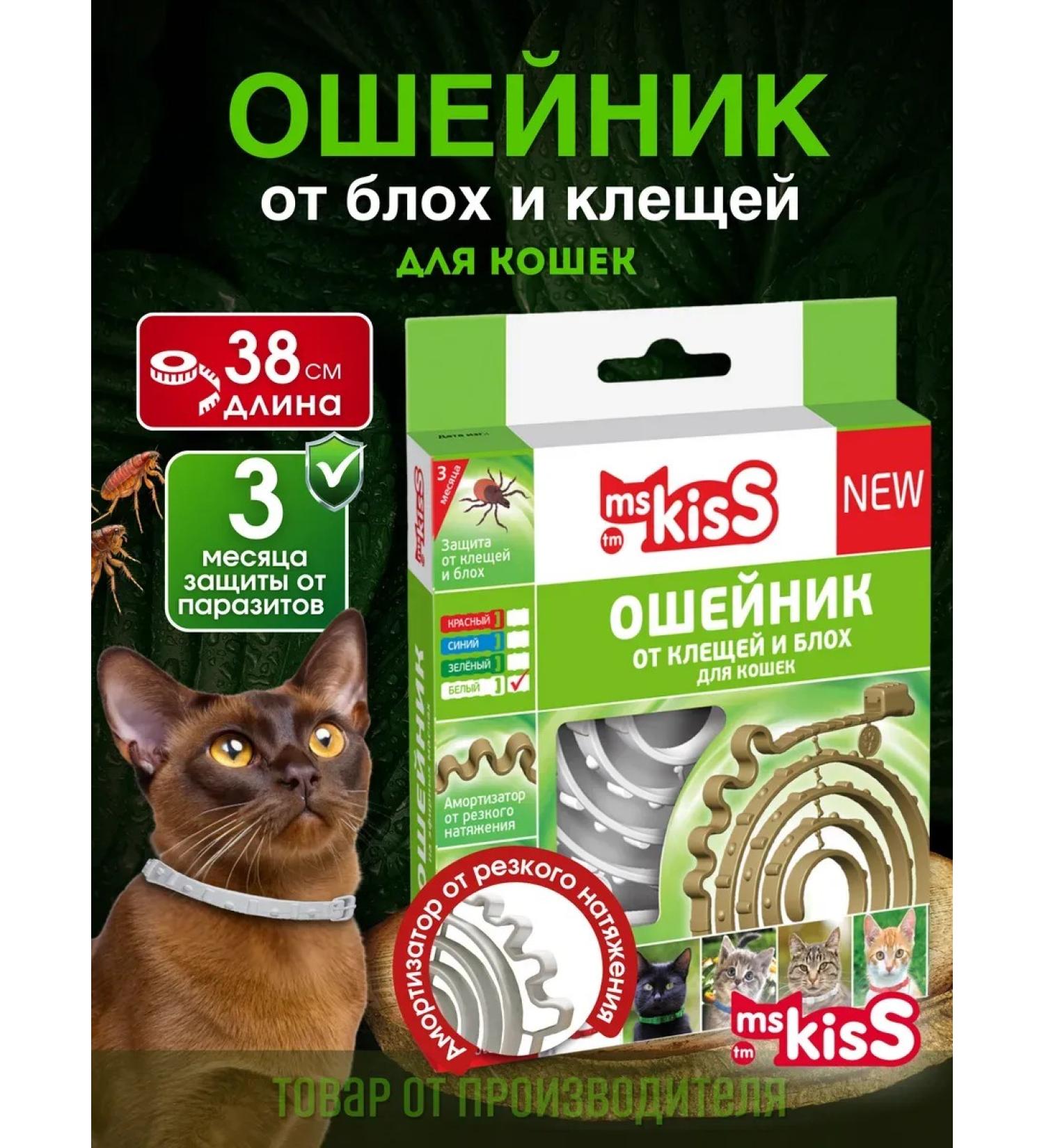 Ms Kiss Collar from fleas and ticks for cats white 38 cm - Buy Online on GoSupps.com