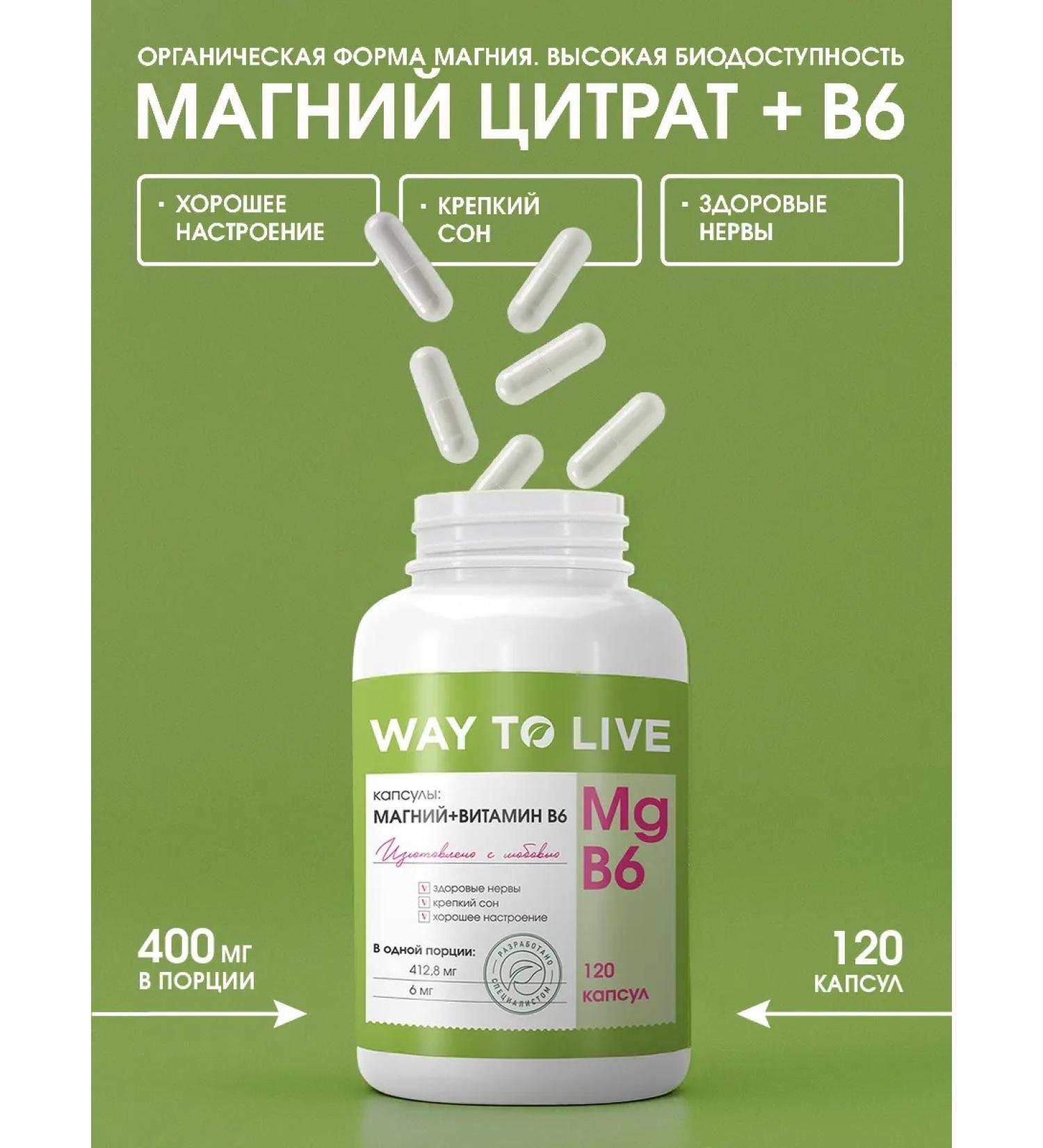 WAY TO LIVE Magnesium B6 Citrate 400mg - Buy Online on GoSupps.com