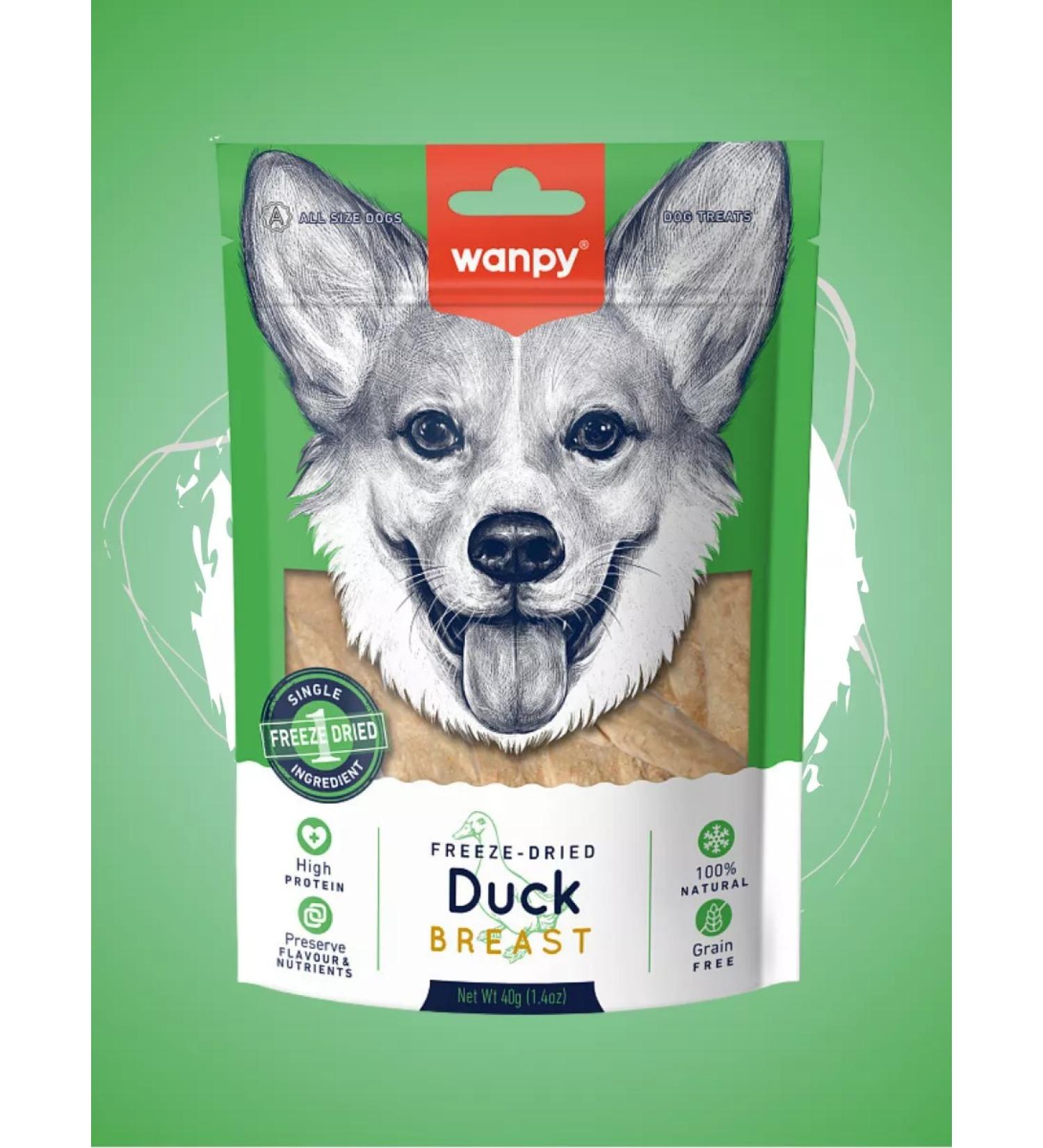 Wanpy Sublimated treat for dogs "Duck breast" 40 g - Buy Online on GoSupps.com